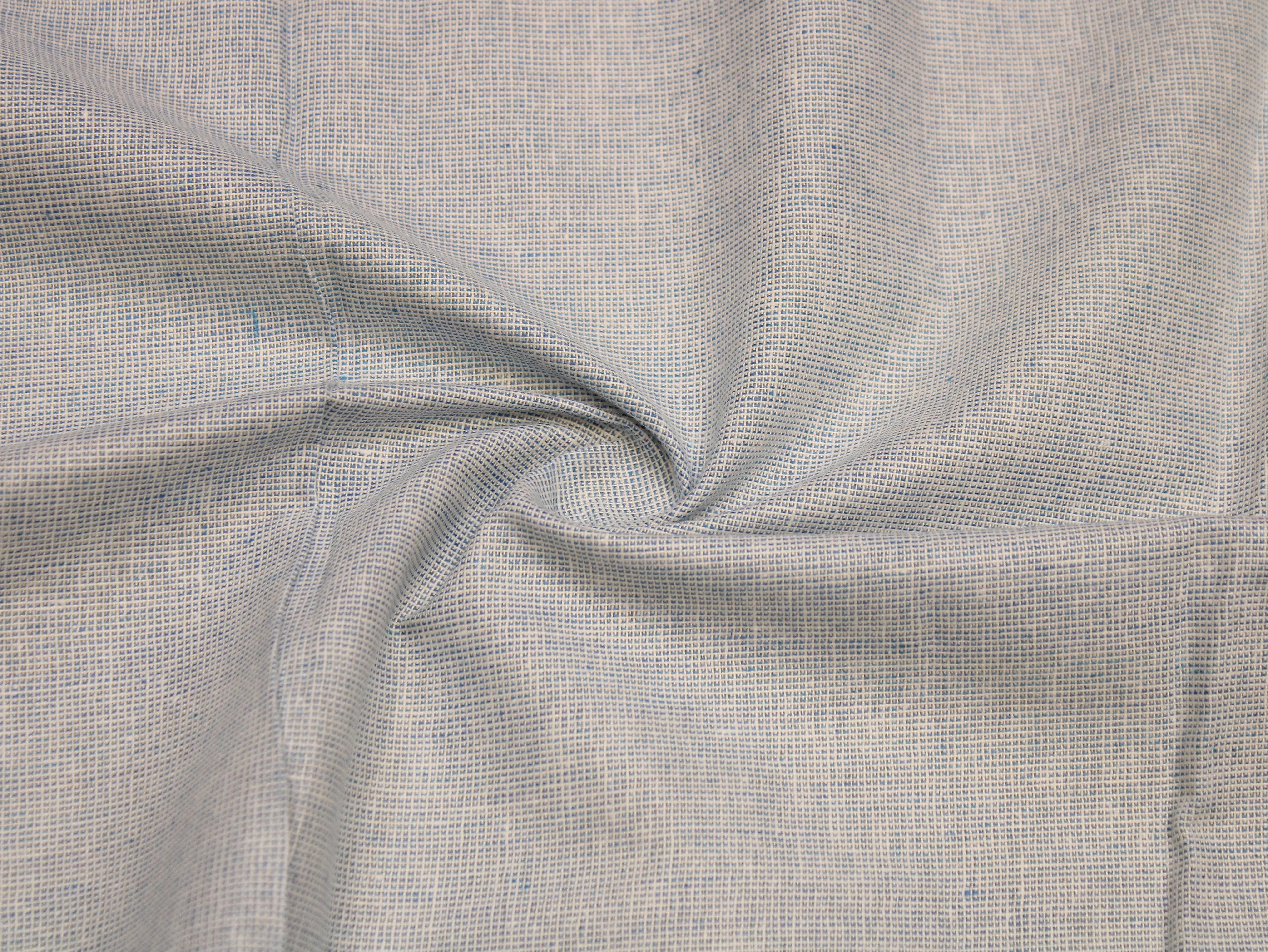 Pure Cotton Handloom Woven Fabric — Light Blue | Solid Texture | 44 Inch