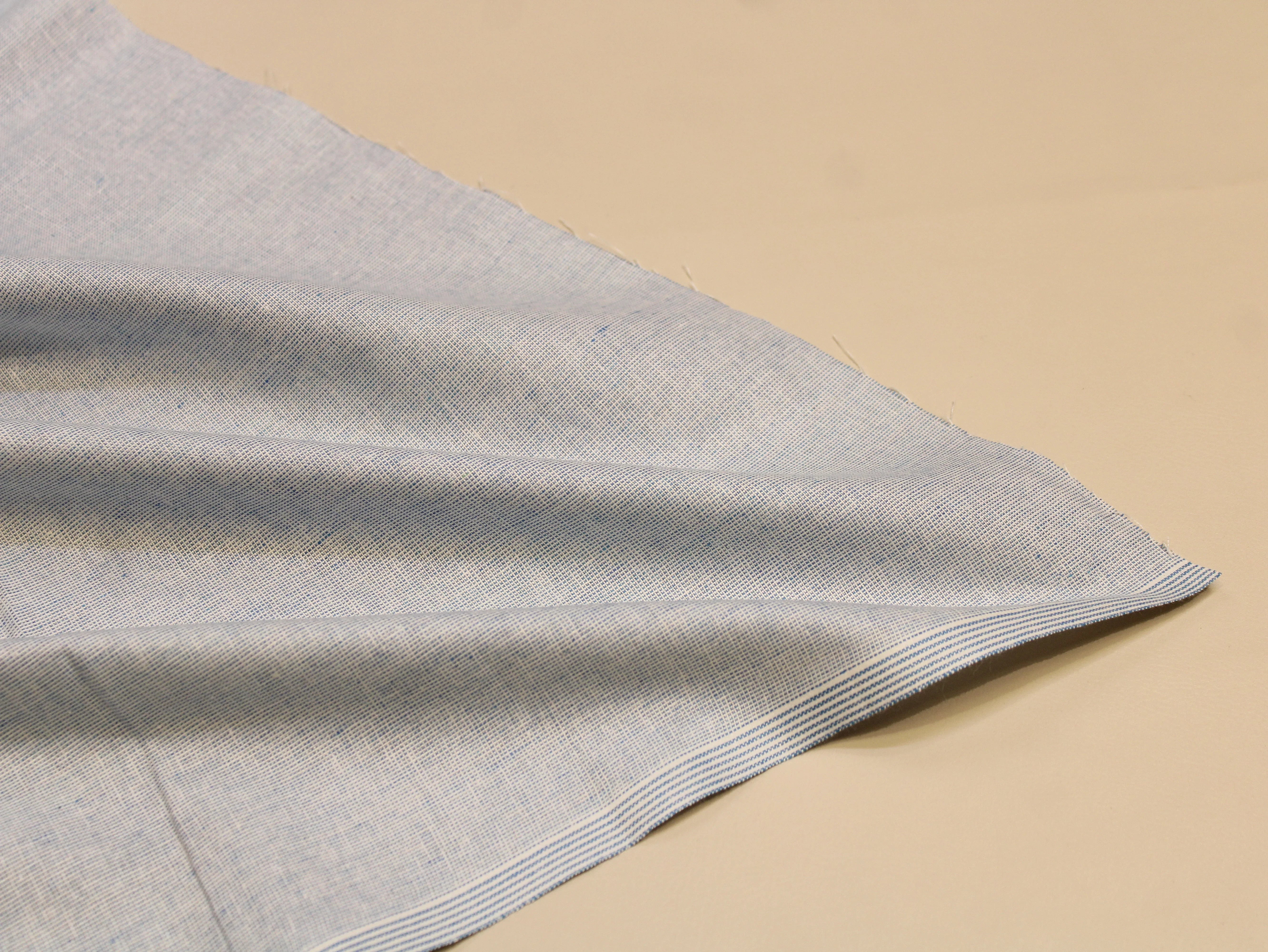 Pure Cotton Handloom Woven Fabric — Light Blue | Solid Texture | 44 Inch