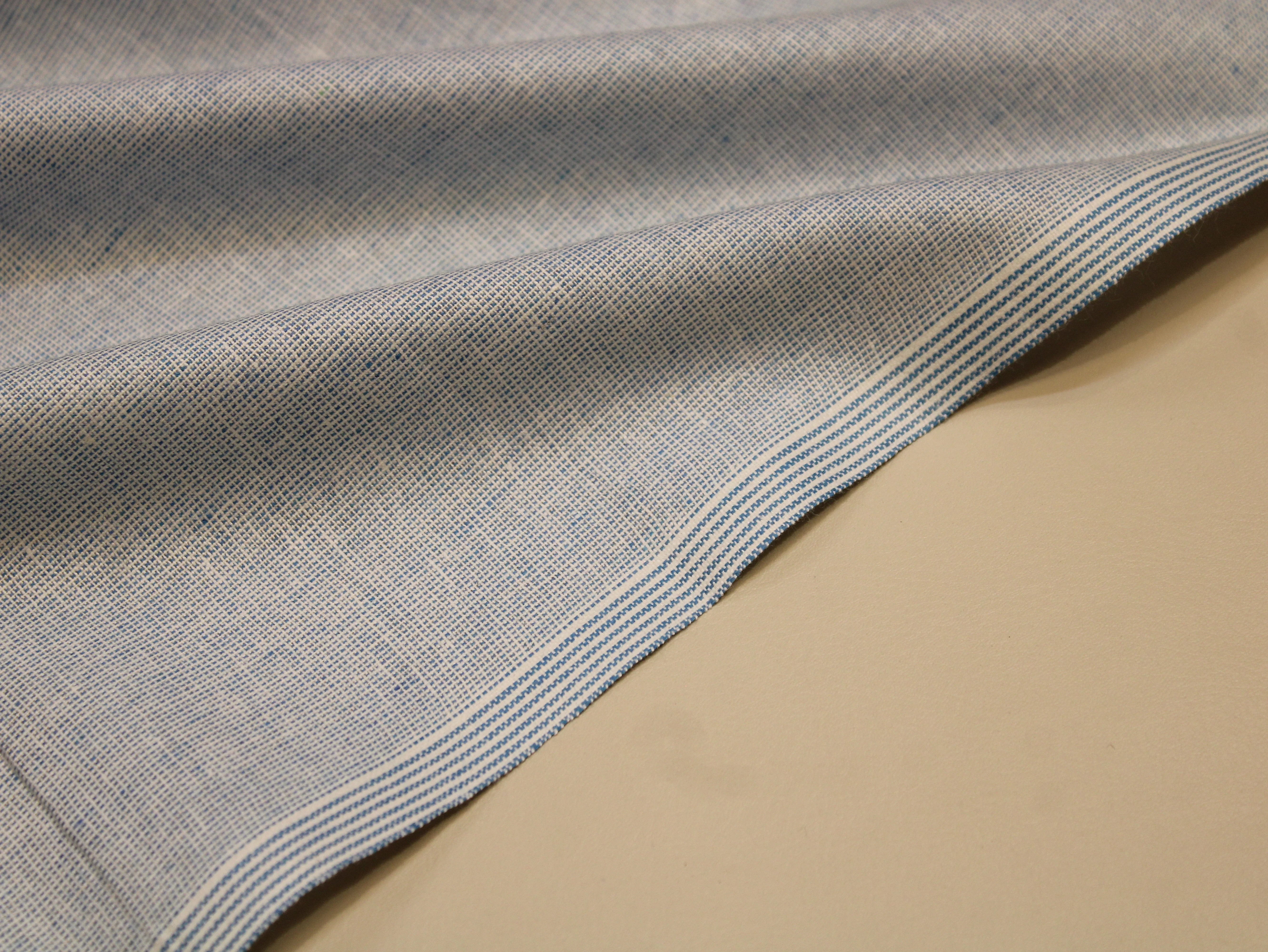Pure Cotton Handloom Woven Fabric — Light Blue | Solid Texture | 44 Inch