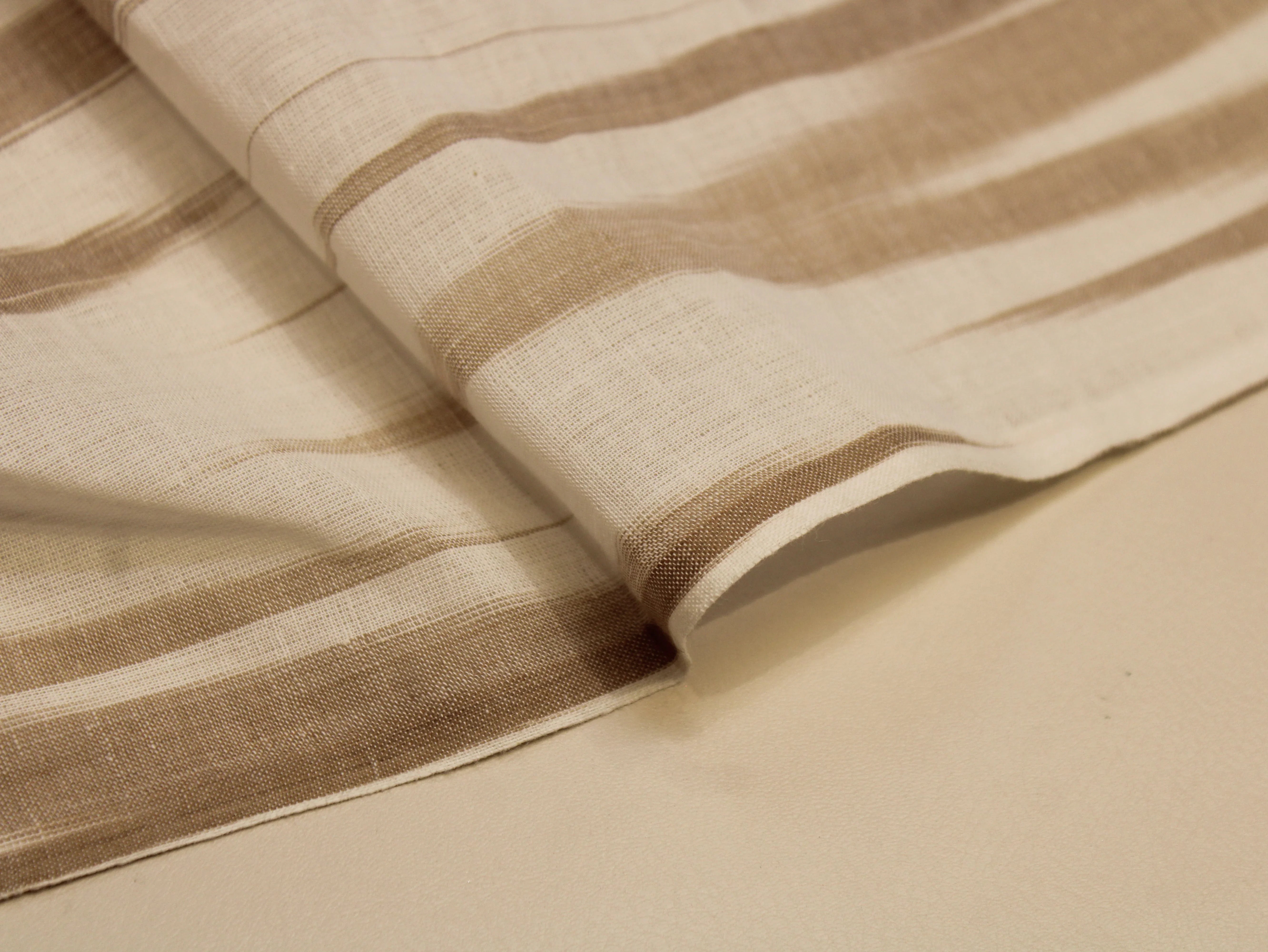 Pure Cotton Handloom Woven Fabric — Beige | Chevron Pattern | 44 Inch