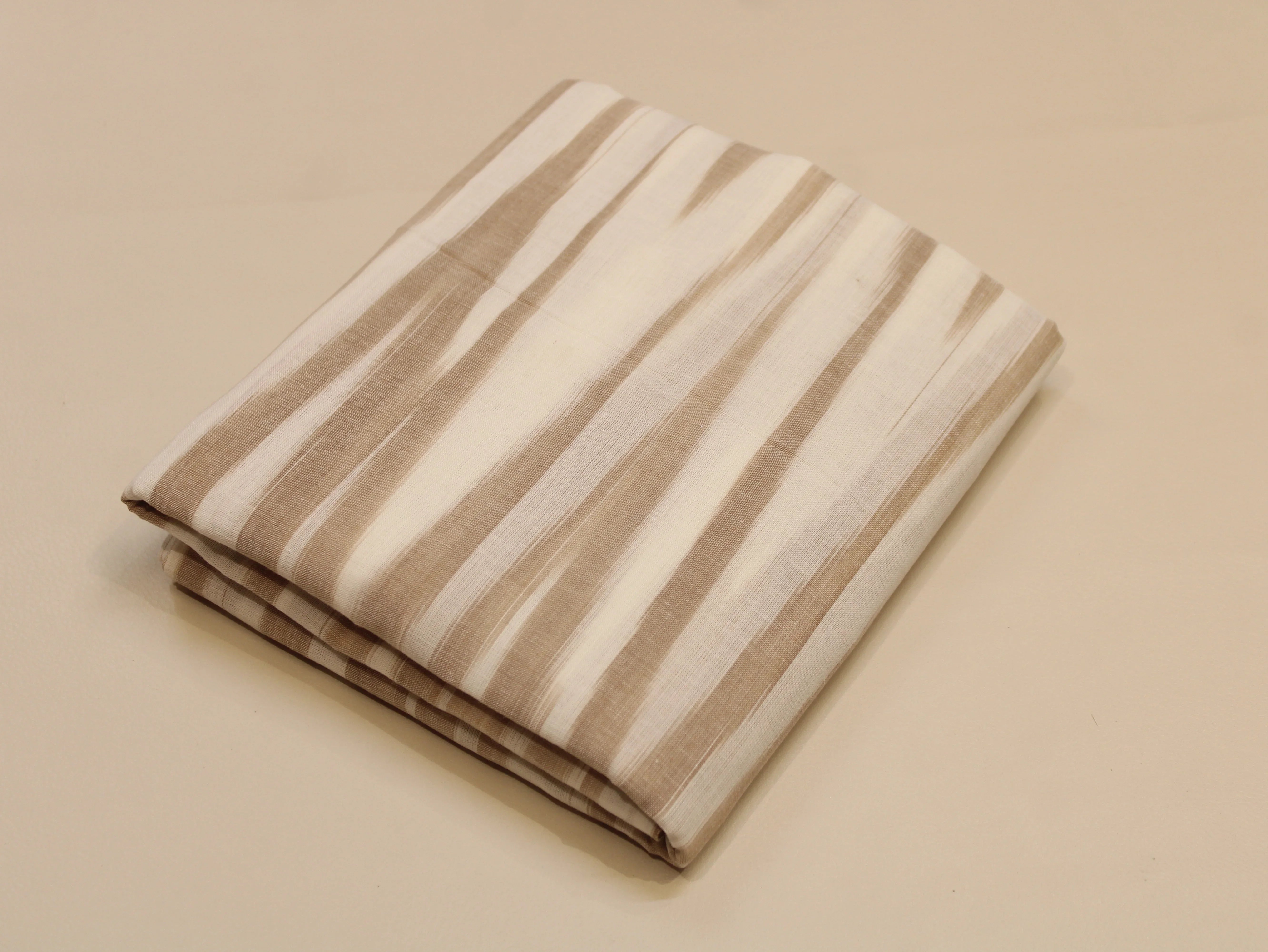 Pure Cotton Handloom Woven Fabric — Beige | Chevron Pattern | 44 Inch