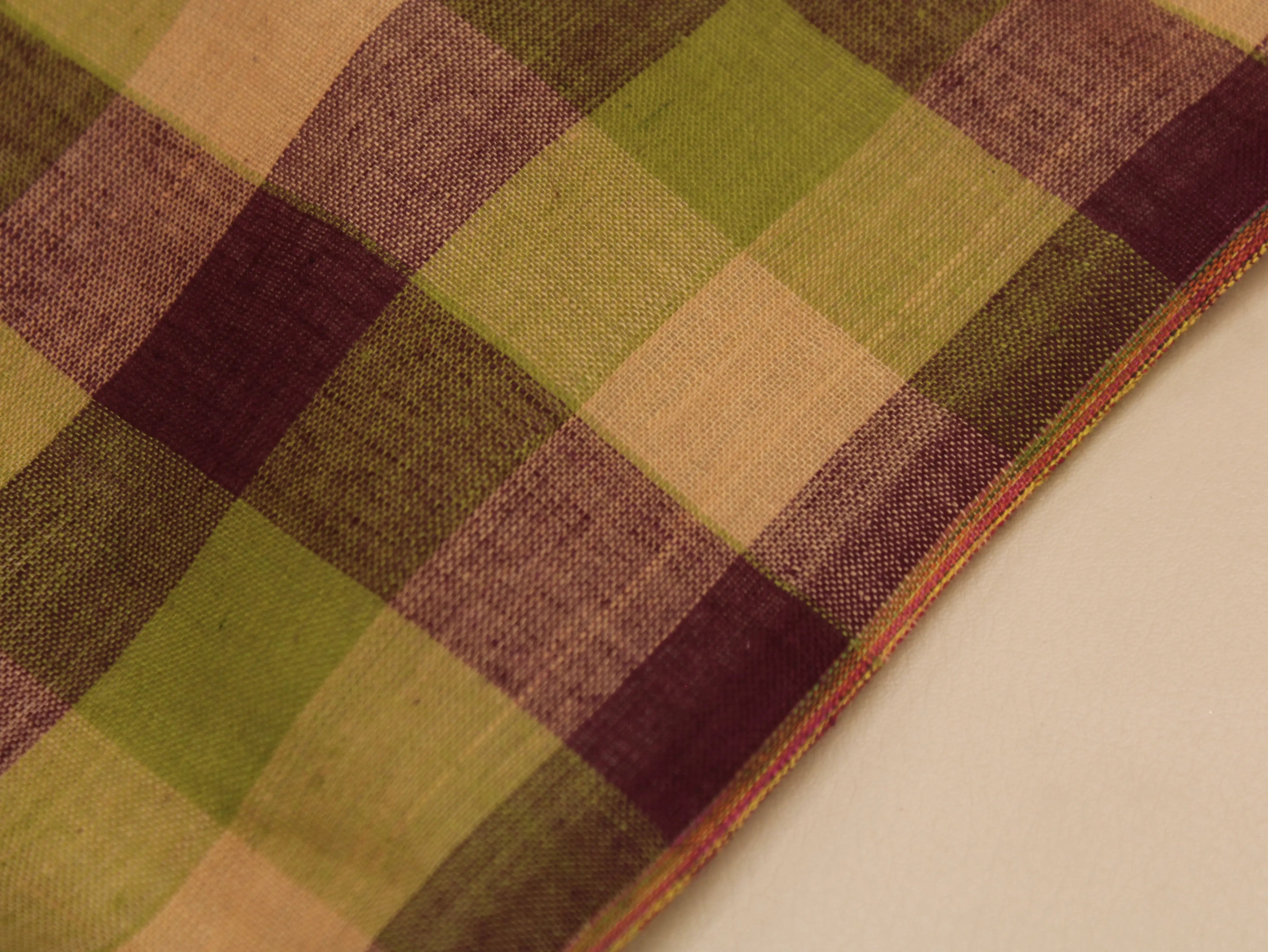 Pure Cotton Handloom Woven Fabric — Multi Checked | 44 Inch