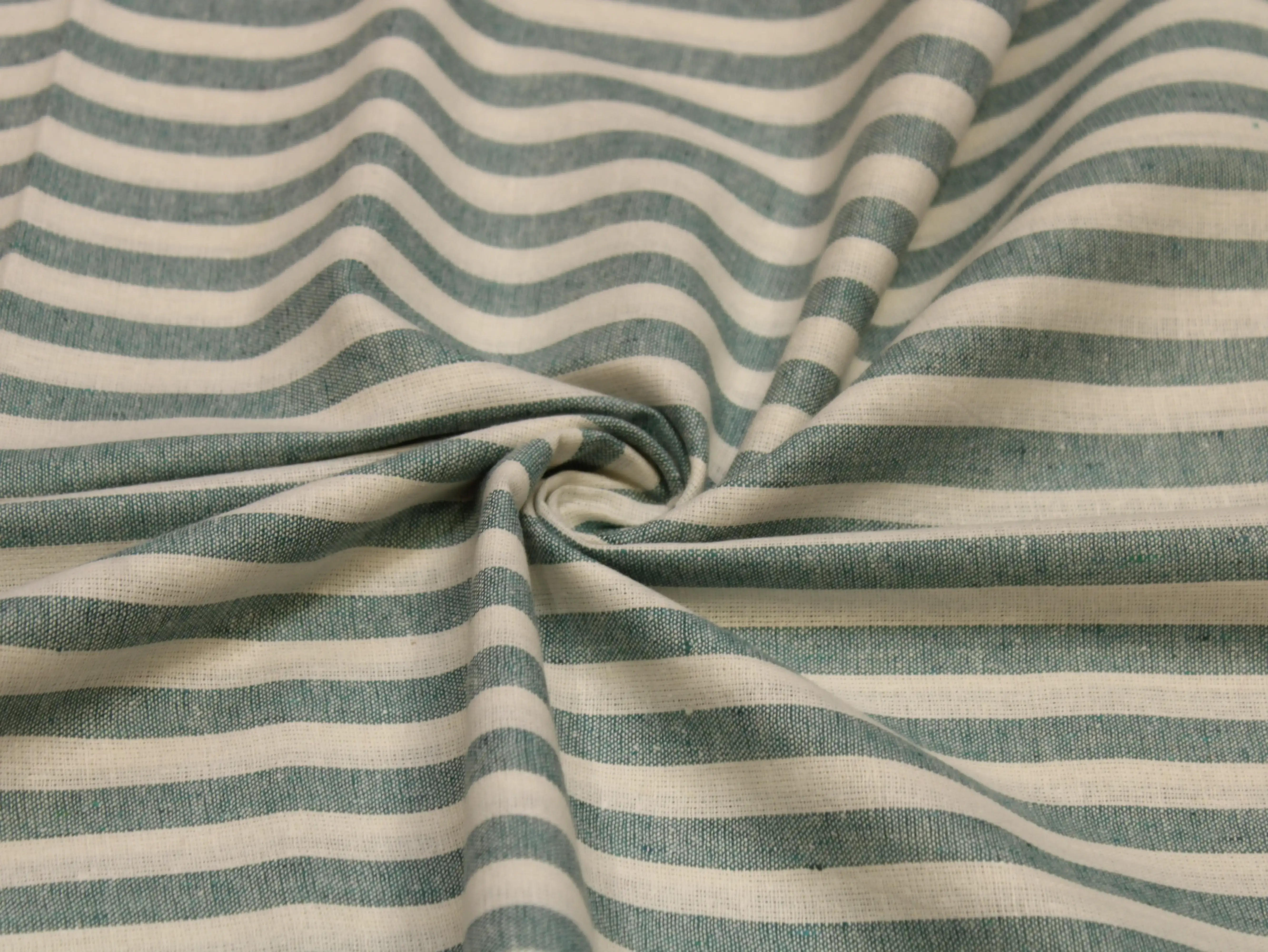 Pure Cotton Handloom Woven Fabric — Blue | Stripe | 44 Inch