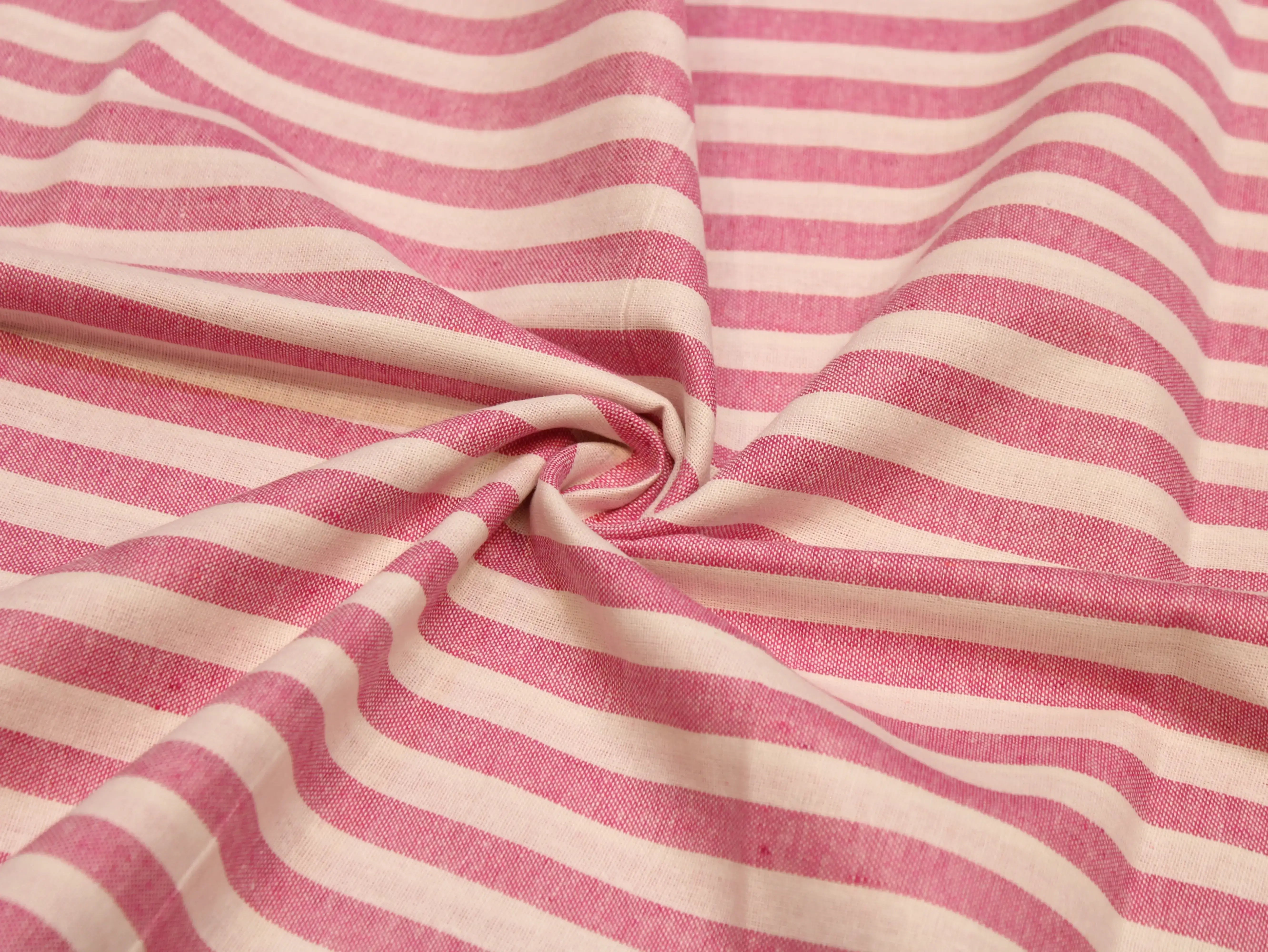 Pure Cotton Handloom Woven Fabric — Pink | Stripe | 44 Inch