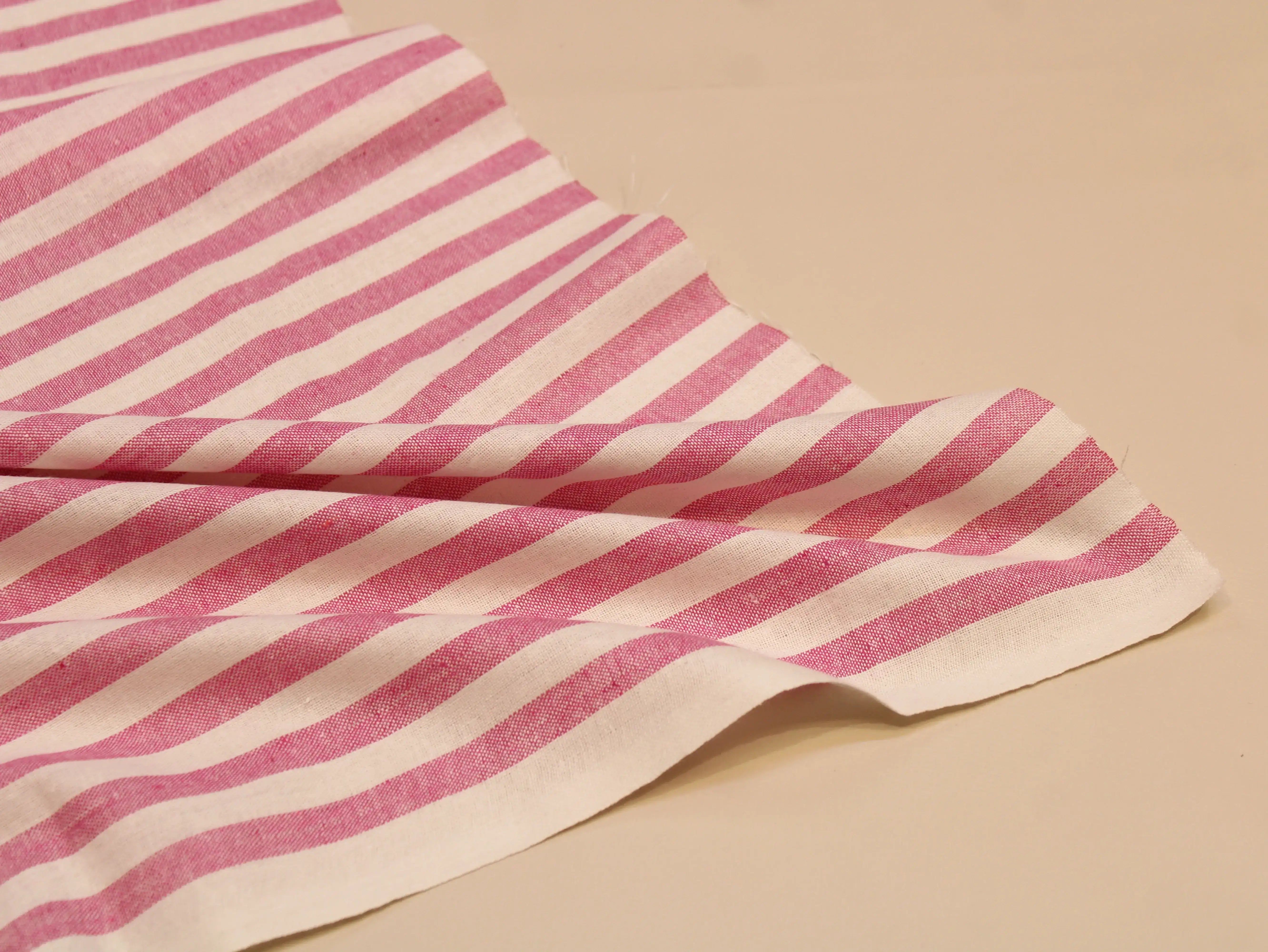 Pure Cotton Handloom Woven Fabric — Pink | Stripe | 44 Inch
