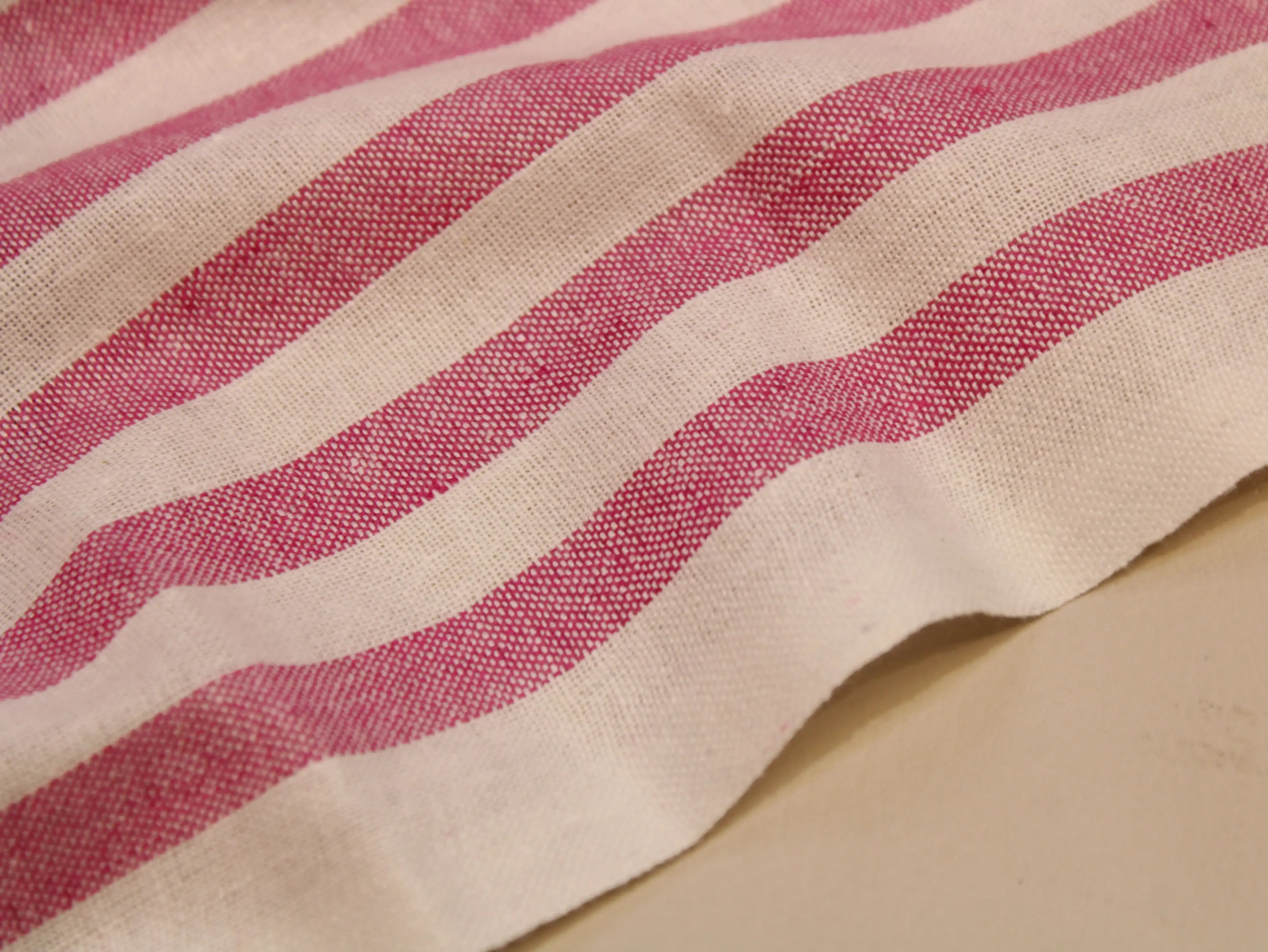 Pure Cotton Handloom Woven Fabric — Pink | Stripe | 44 Inch