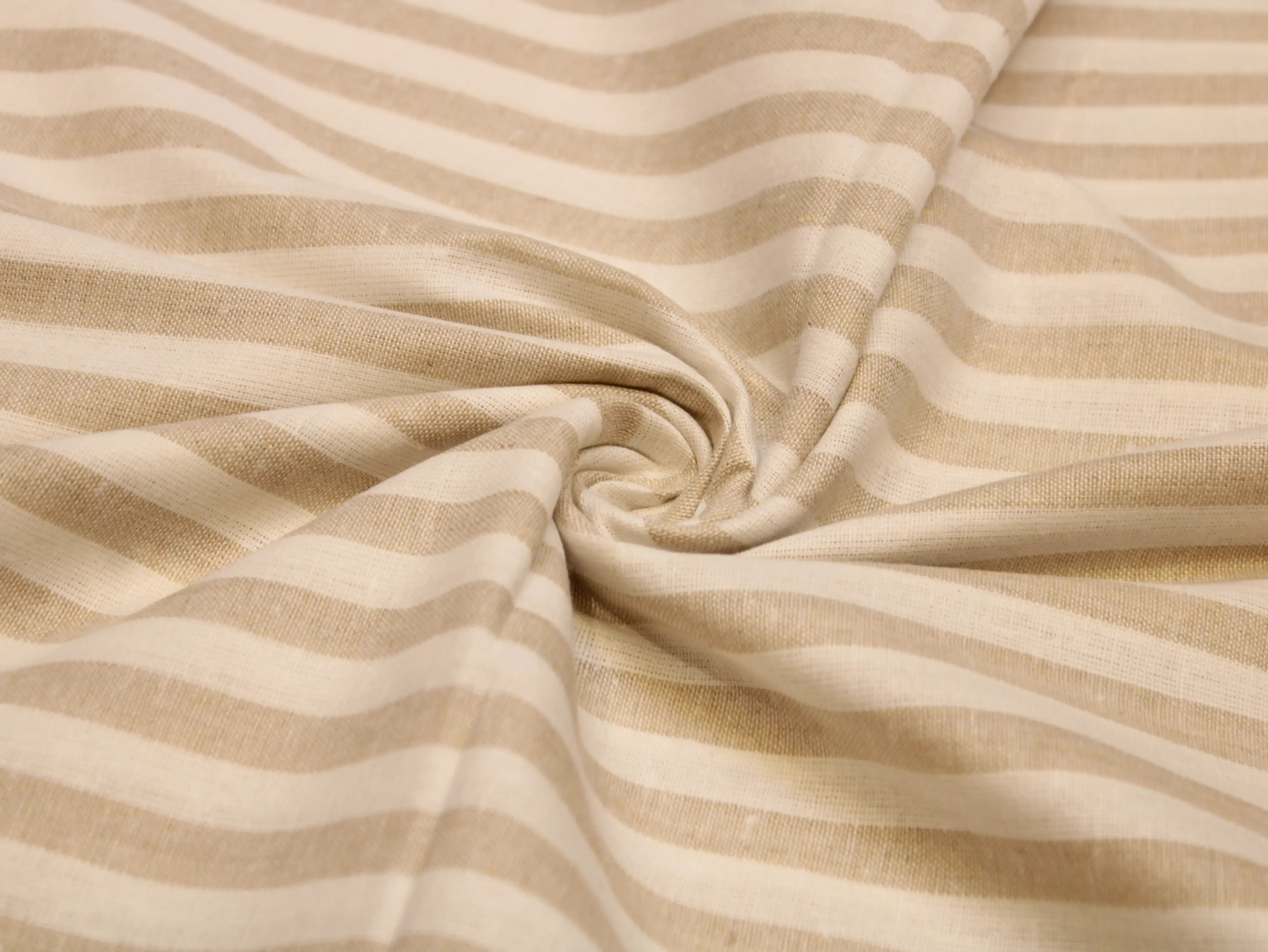 Pure Cotton Handloom Woven Fabric — Beige | Stripe | 44 Inch