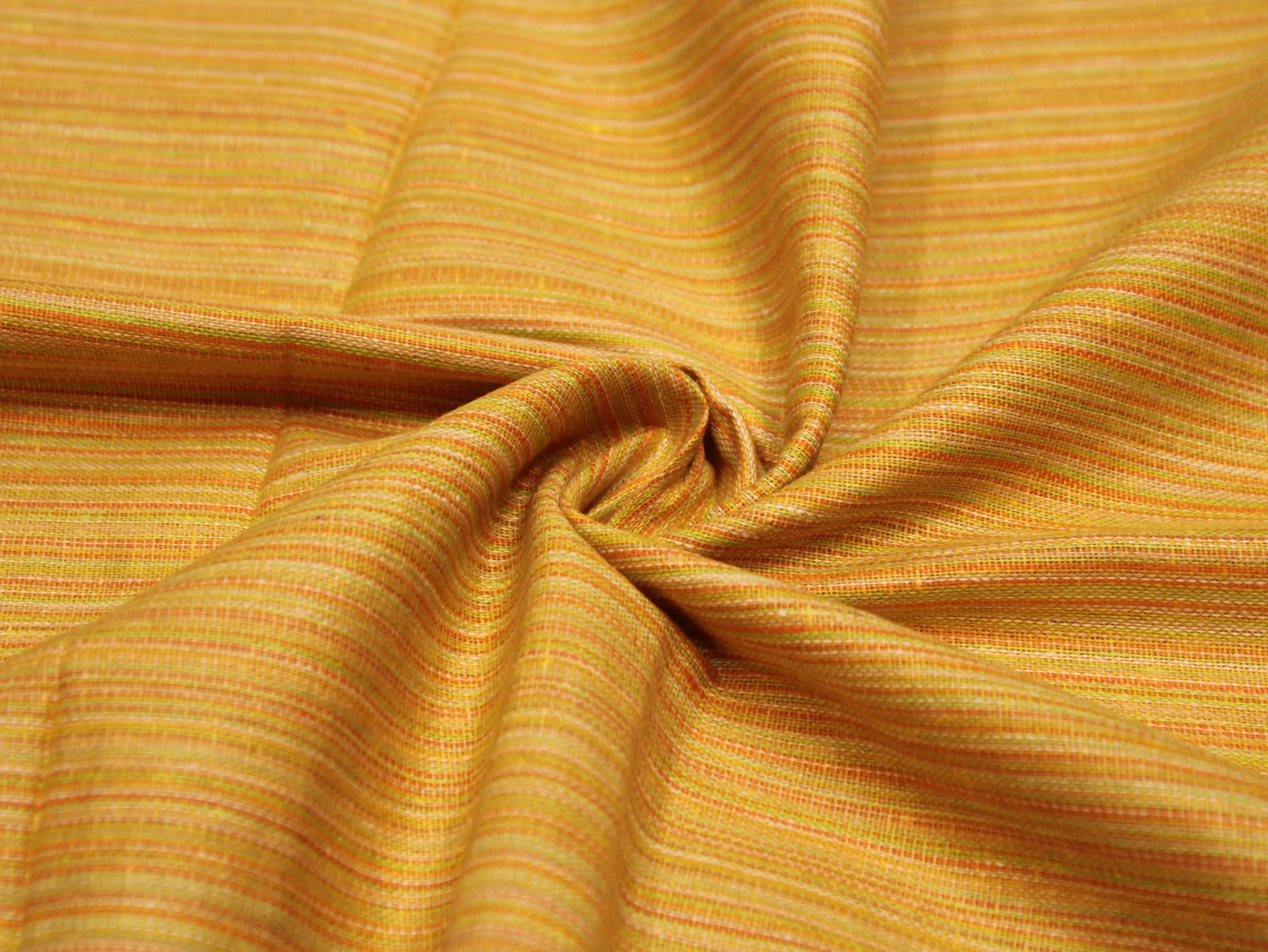 Pure Cotton Handloom Woven Fabric — Mustard | Solid | 44 Inch