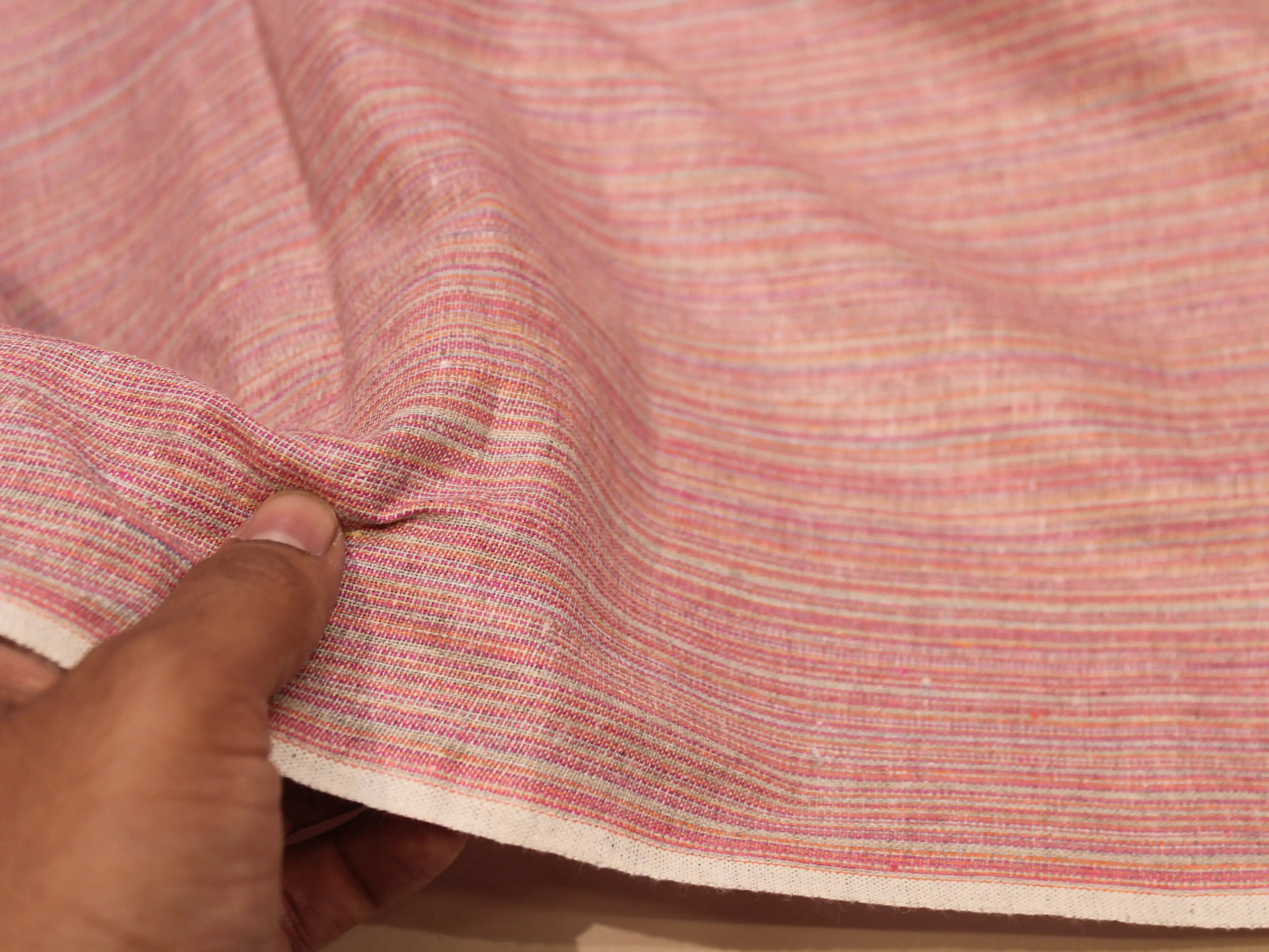 Pure Cotton Handloom Woven Fabric — Onion | Solid | 44 Inch