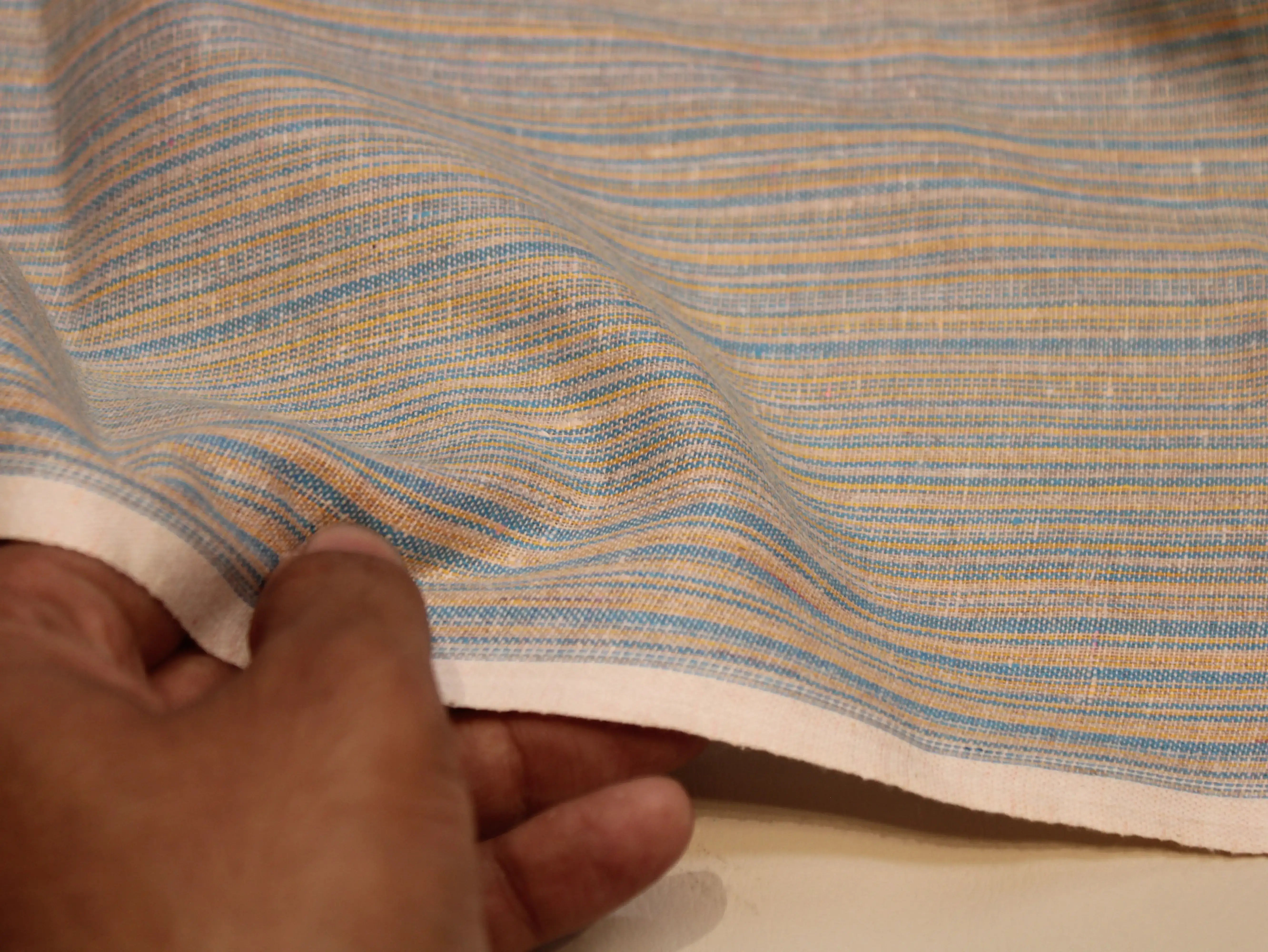 Pure Cotton Handloom Woven Fabric — Pastel Blue | Solid | 44 Inch