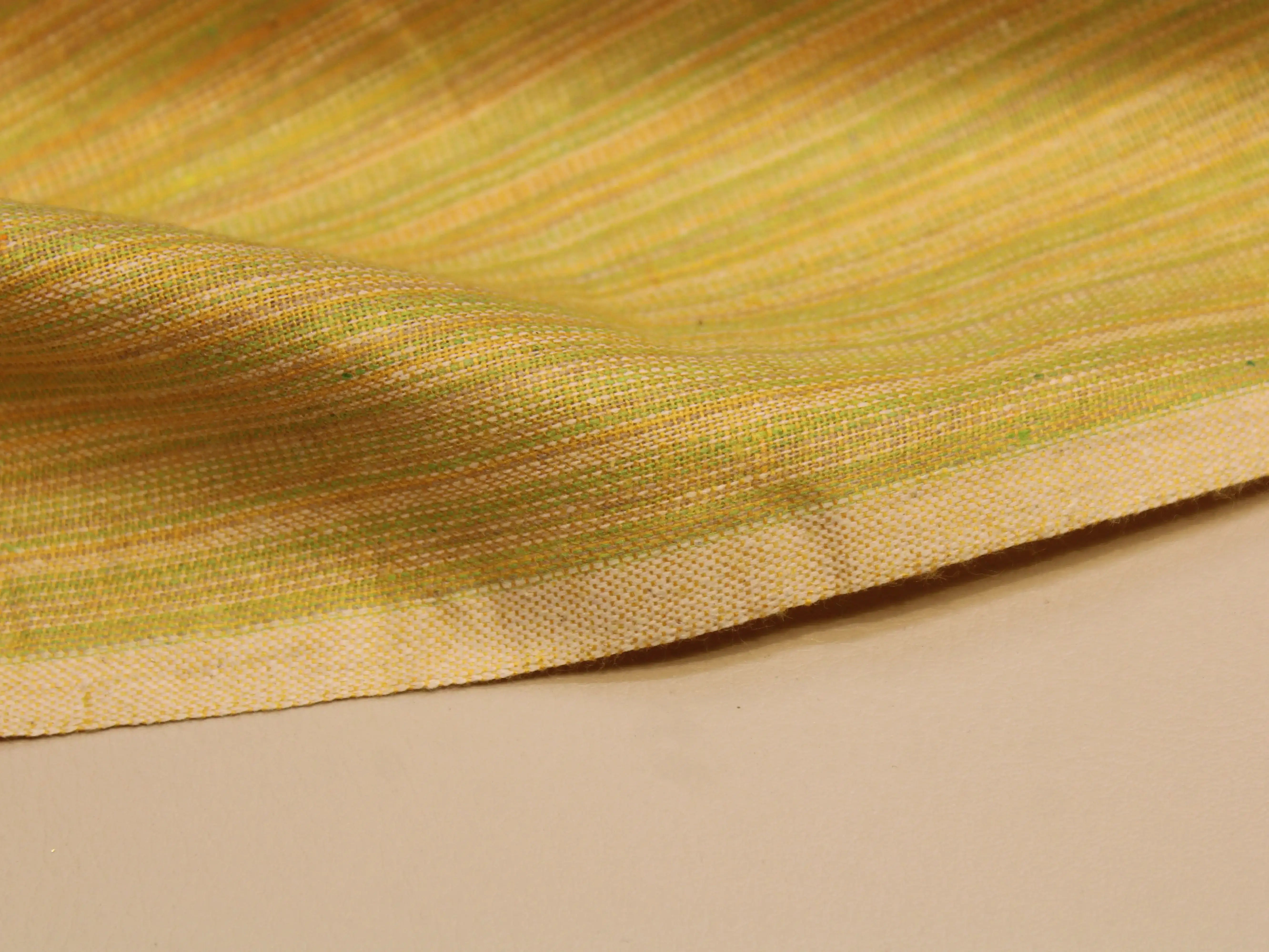 Pure Cotton Handloom Woven Fabric — Lime Yellow | Solid | 44 Inch