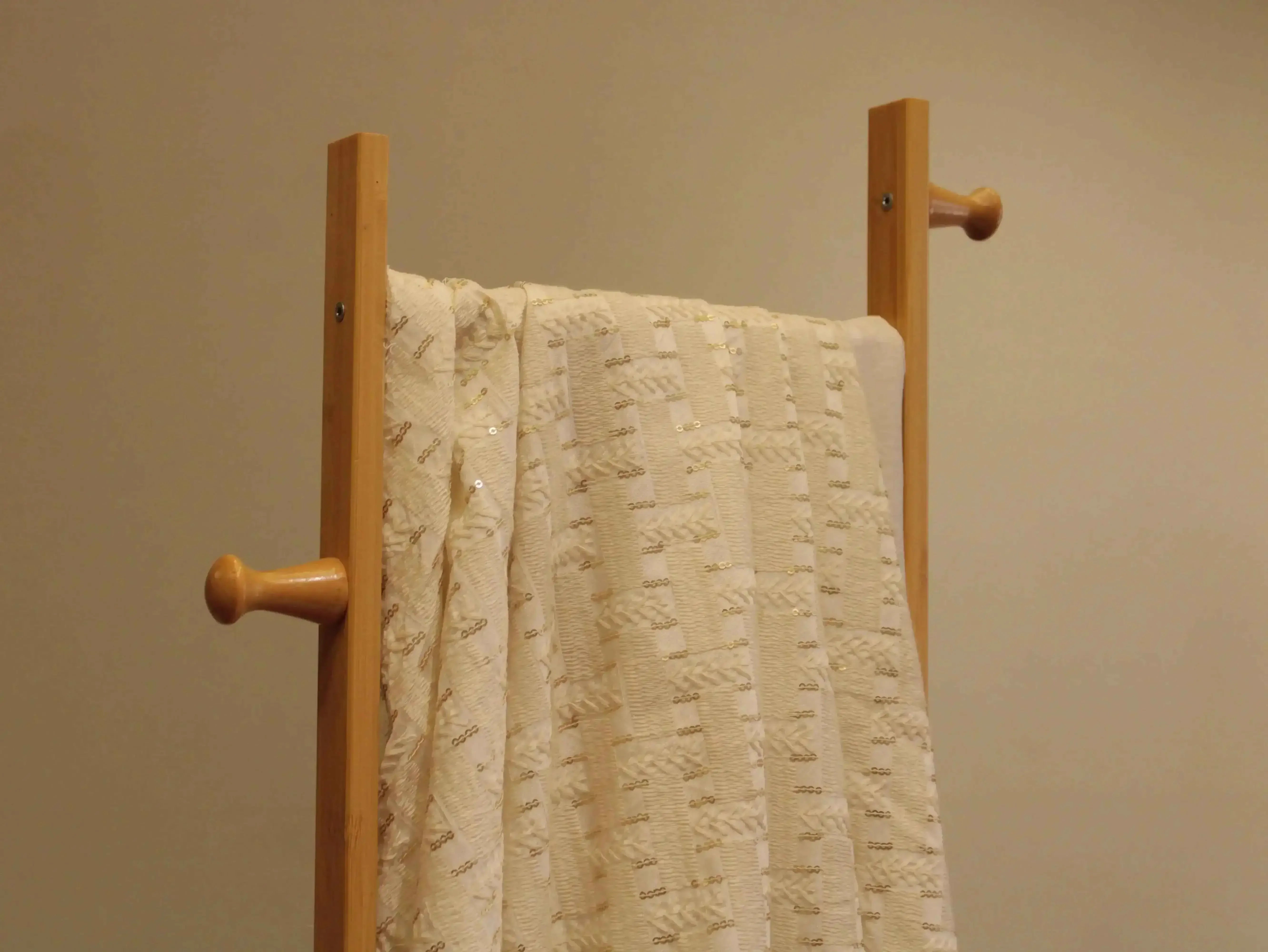 Raw Silk Thread & Sequin Work Fabric - White Dyeable