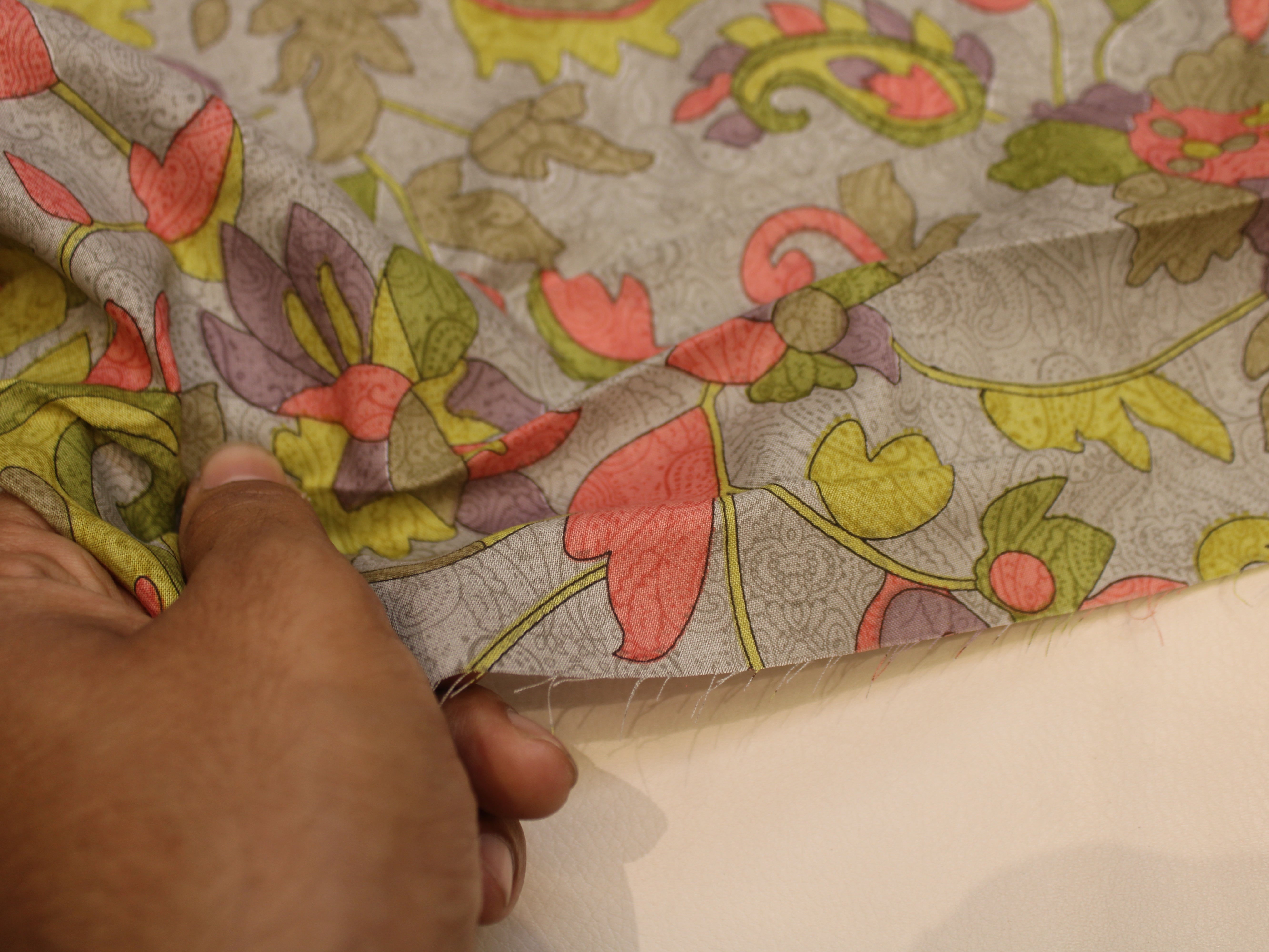 Pure Cotton Printed Fabric — Grey Floral | 44 Inch Width
