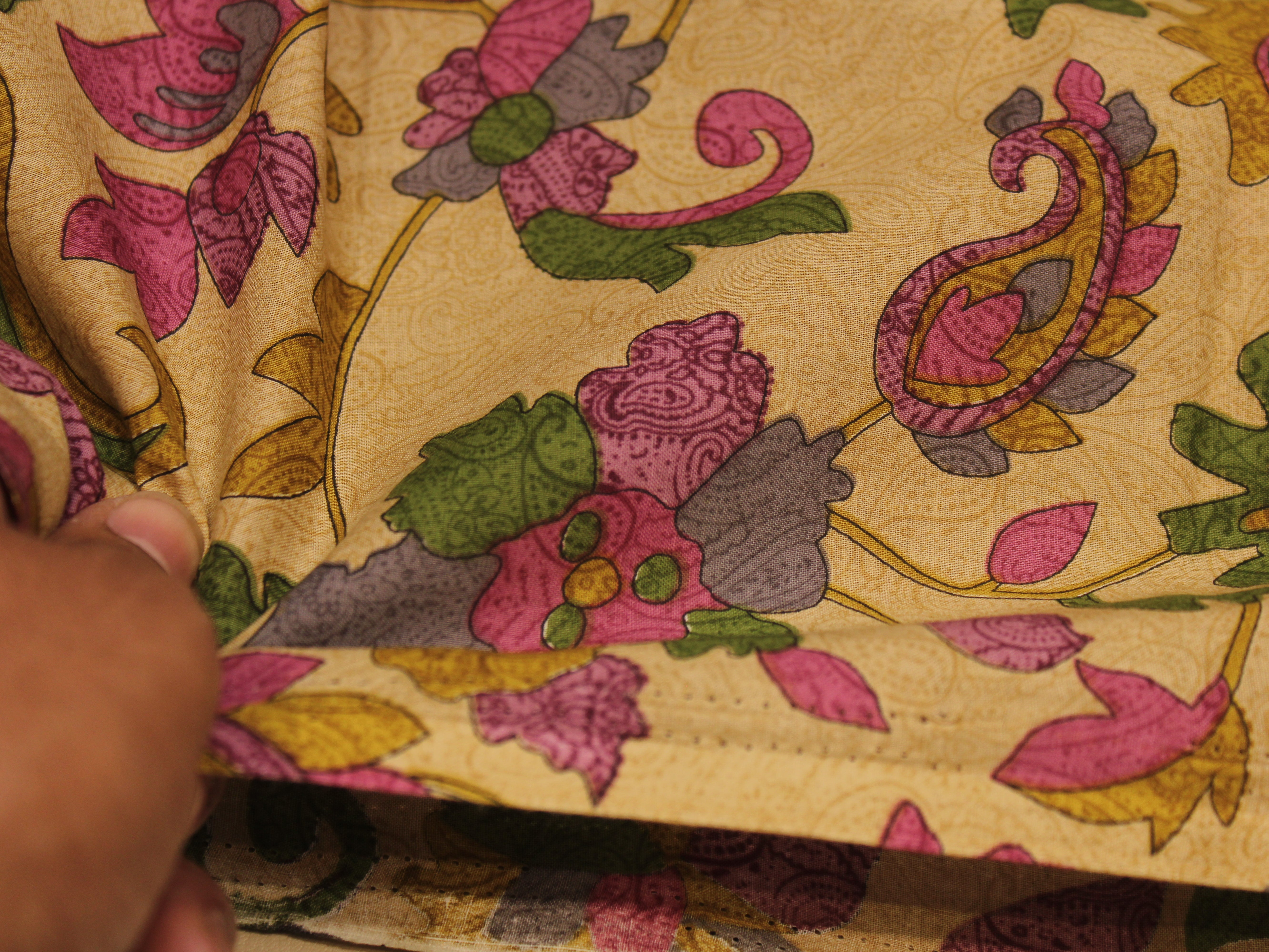 Pure Cotton Printed Fabric — Gold Floral | 44 Inch