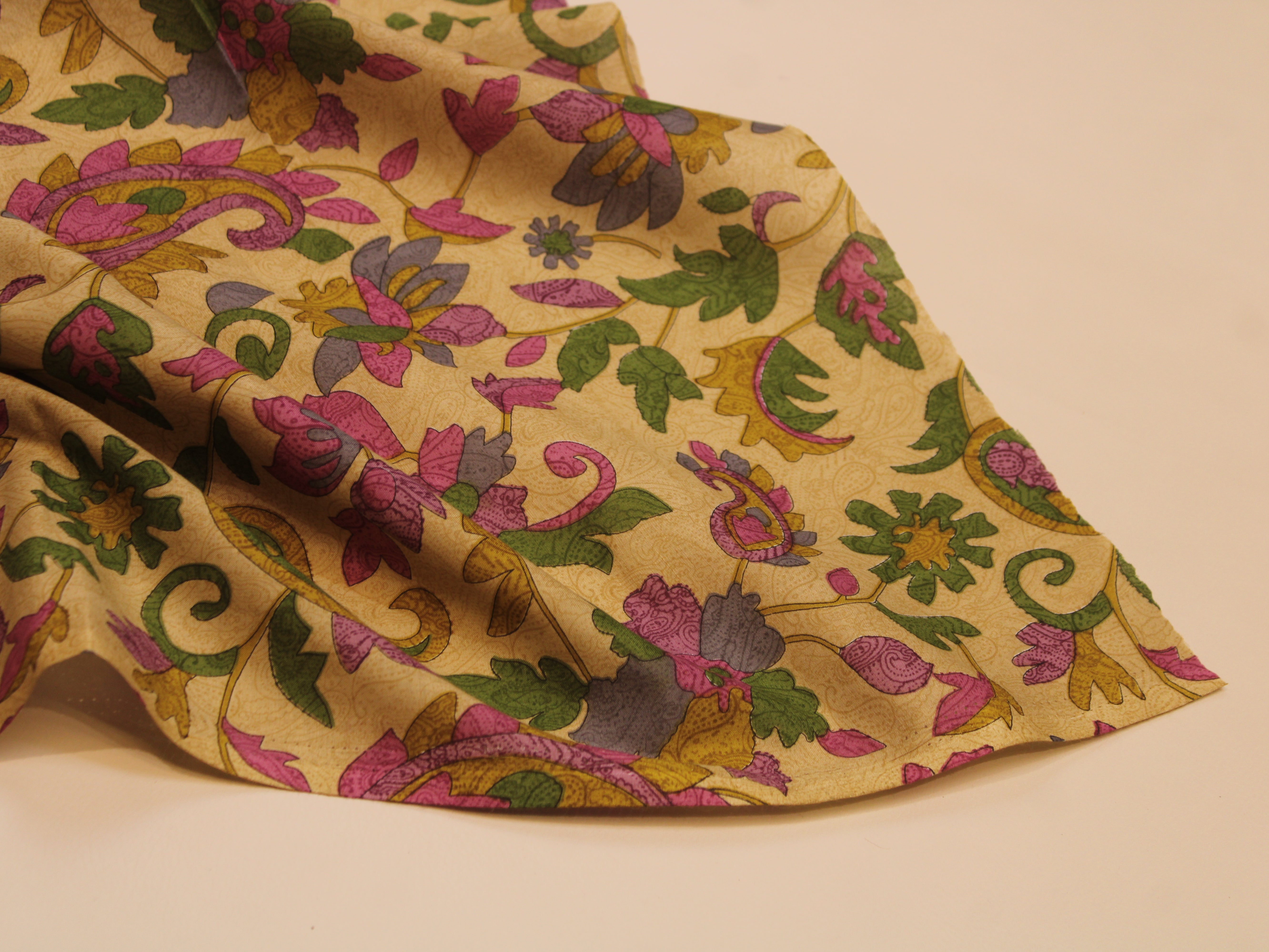 Pure Cotton Printed Fabric — Gold Floral | 44 Inch