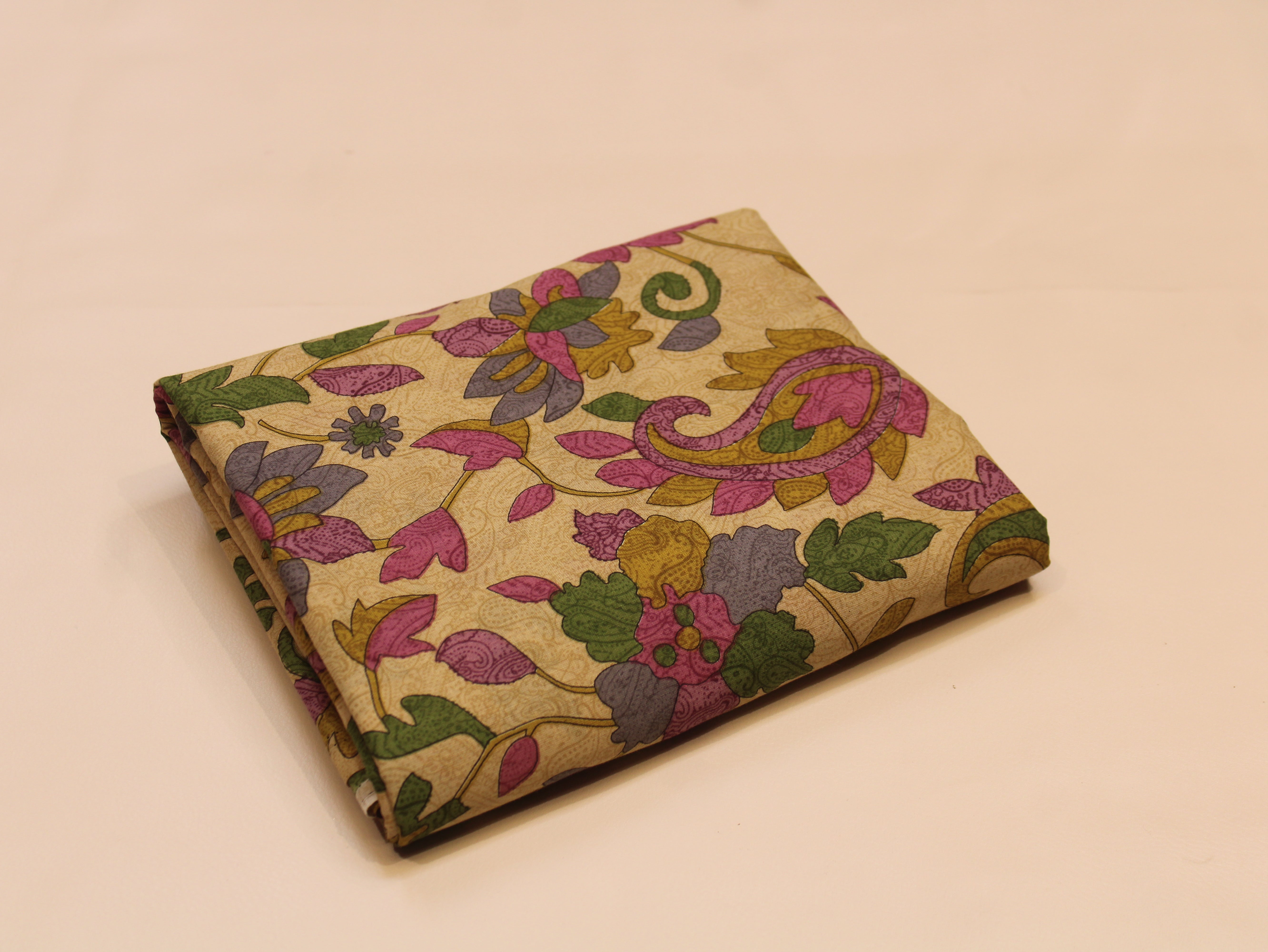 Pure Cotton Printed Fabric — Gold Floral | 44 Inch