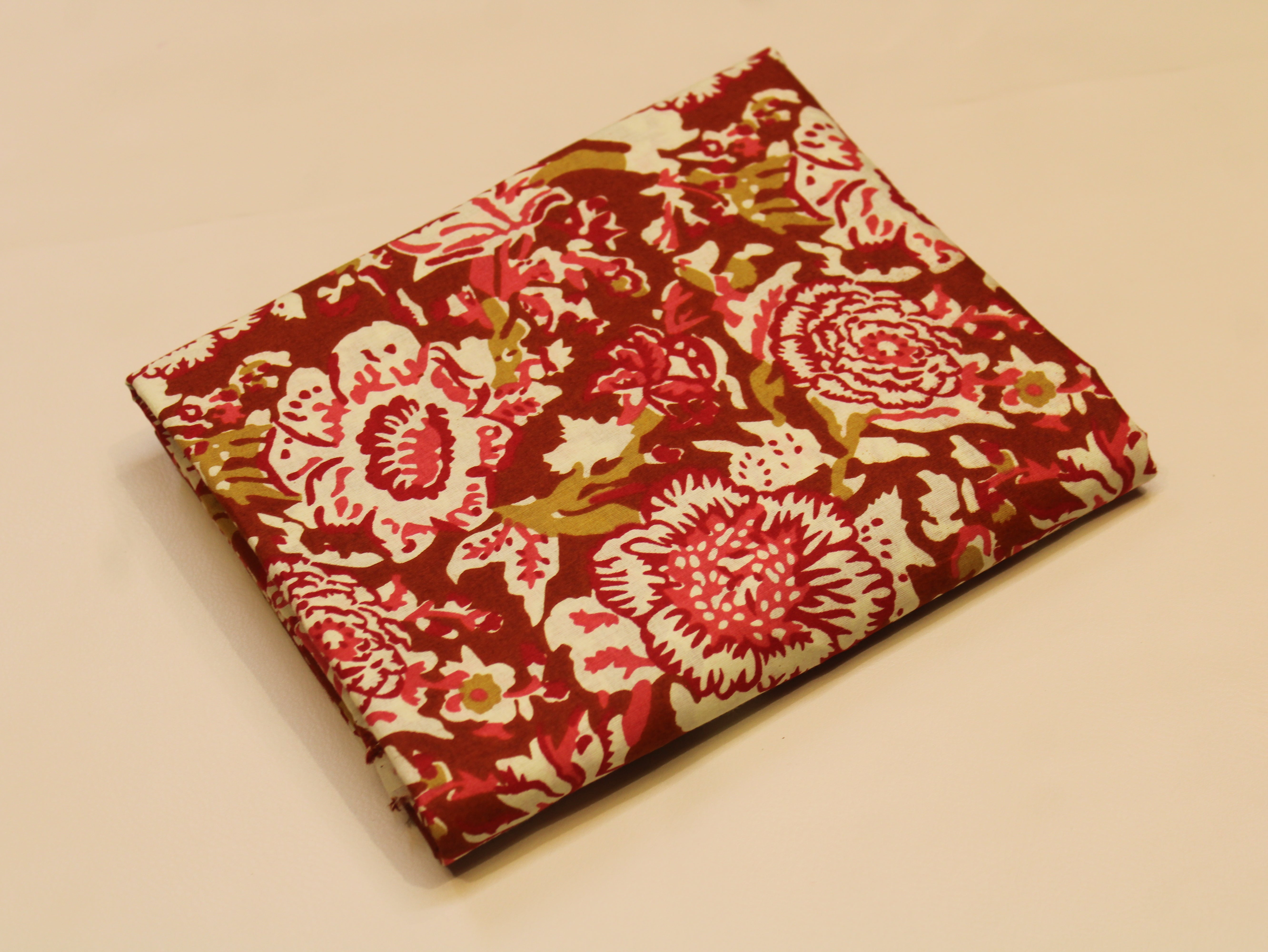 Pure Cotton Printed Fabric — Rust Orange Floral | 44 Inch