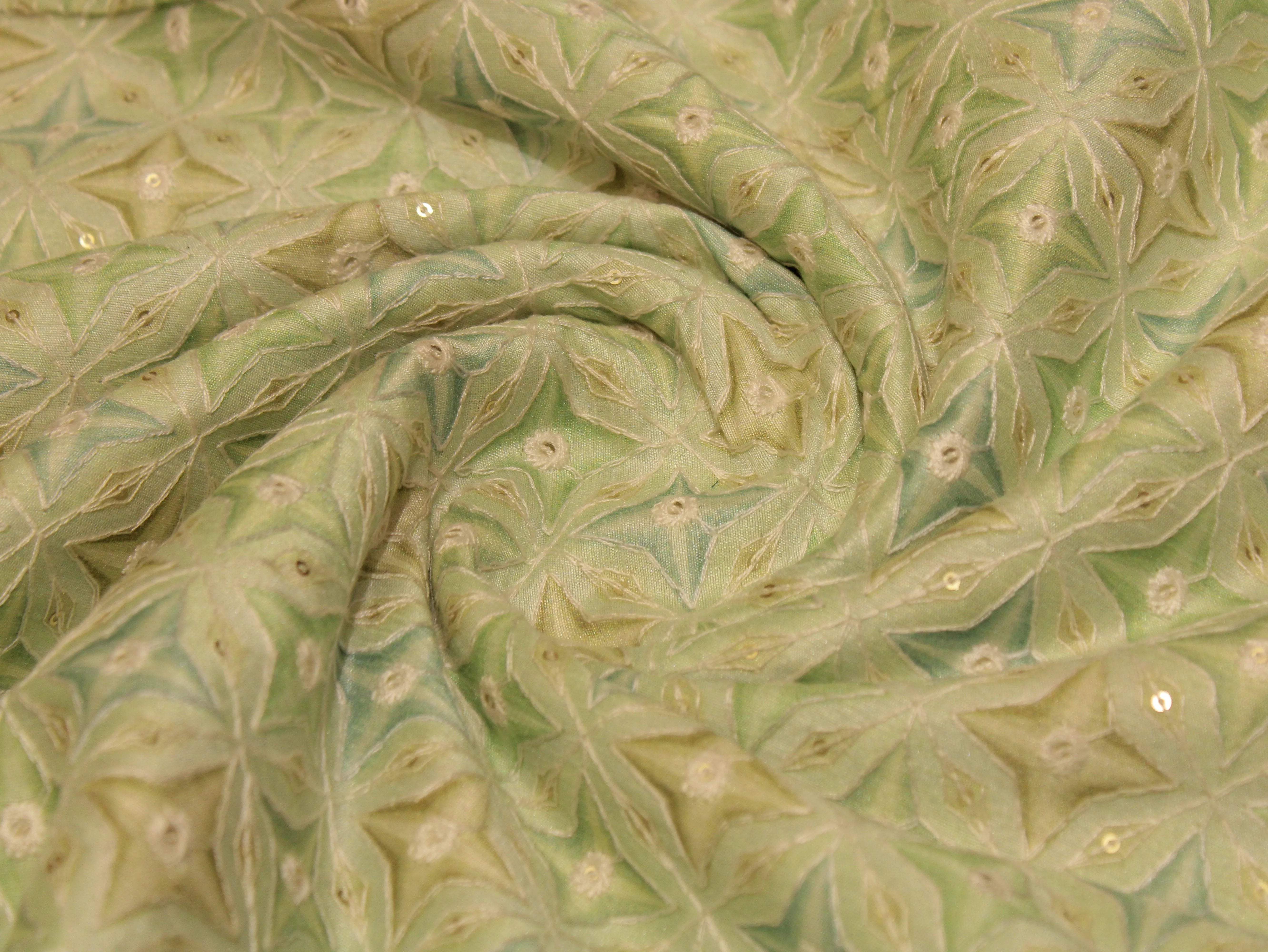 Canvas : Silk Digital Print Fabric - Lime Green - M'Foks