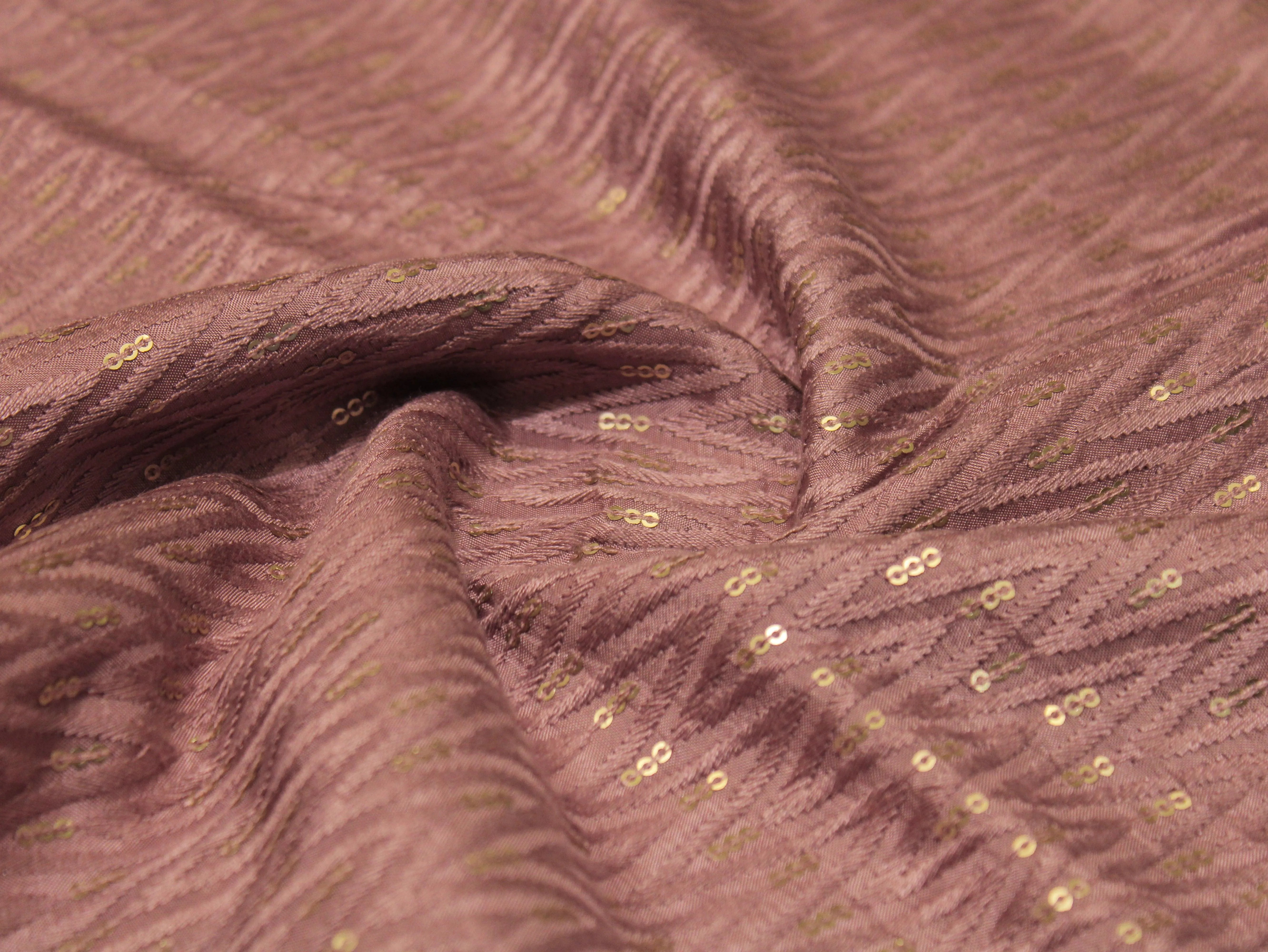 Upada Silk : Micro Thread & Sequin Work Fabric - Onion
