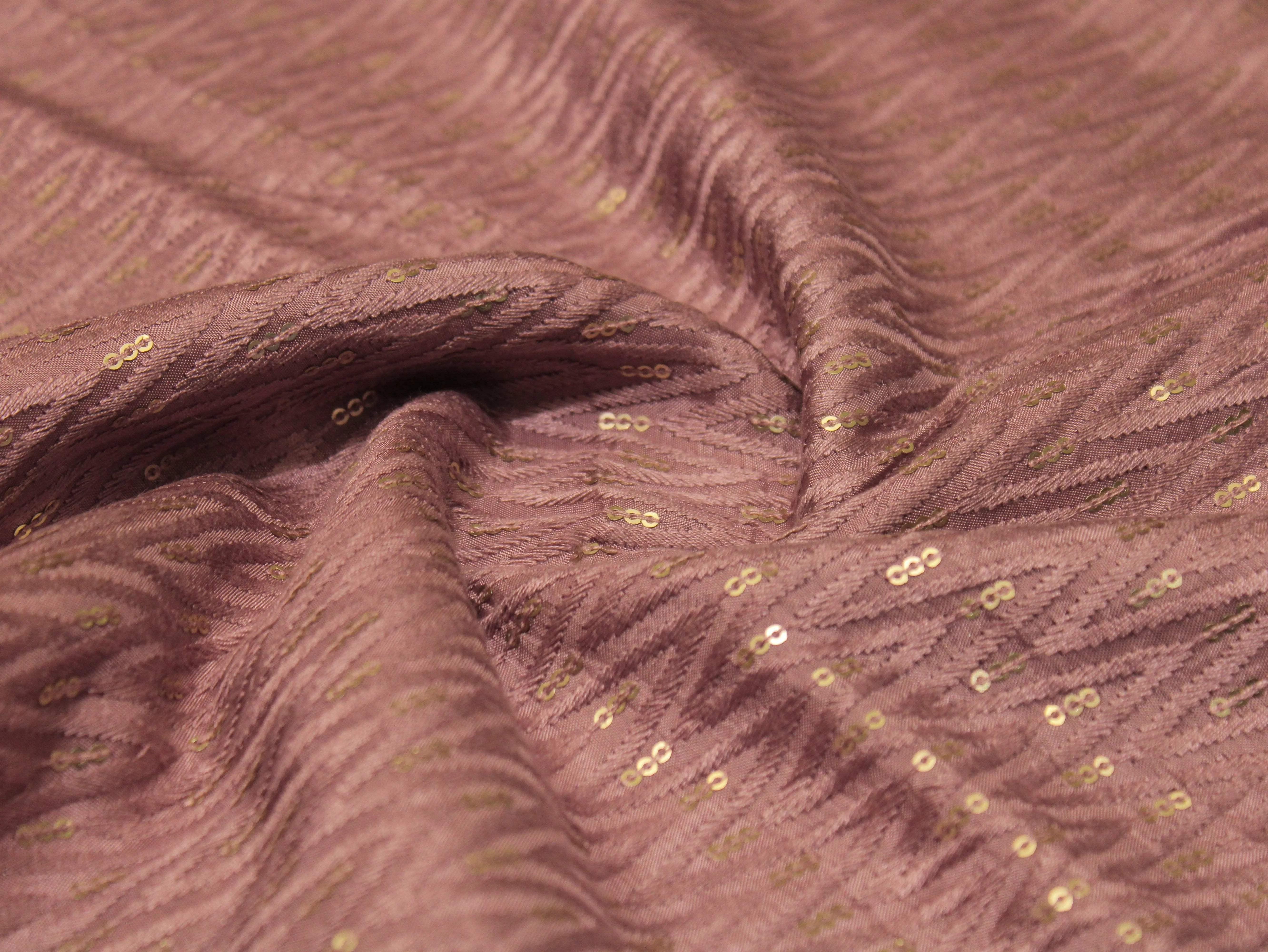 Upada Silk : Micro Thread & Sequin Work Fabric - Onion - M'Foks