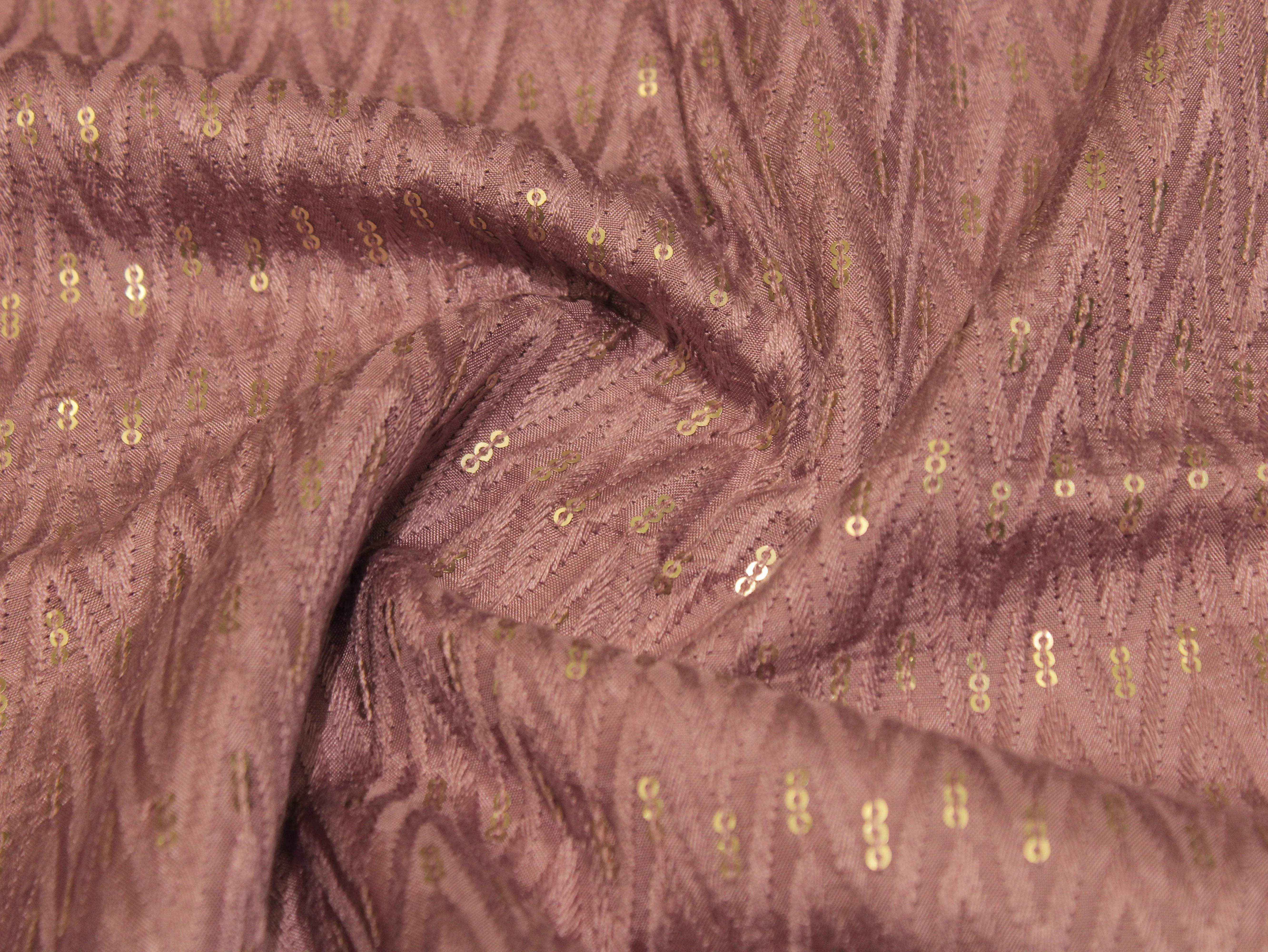 Upada Silk : Micro Thread & Sequin Work Fabric - Onion