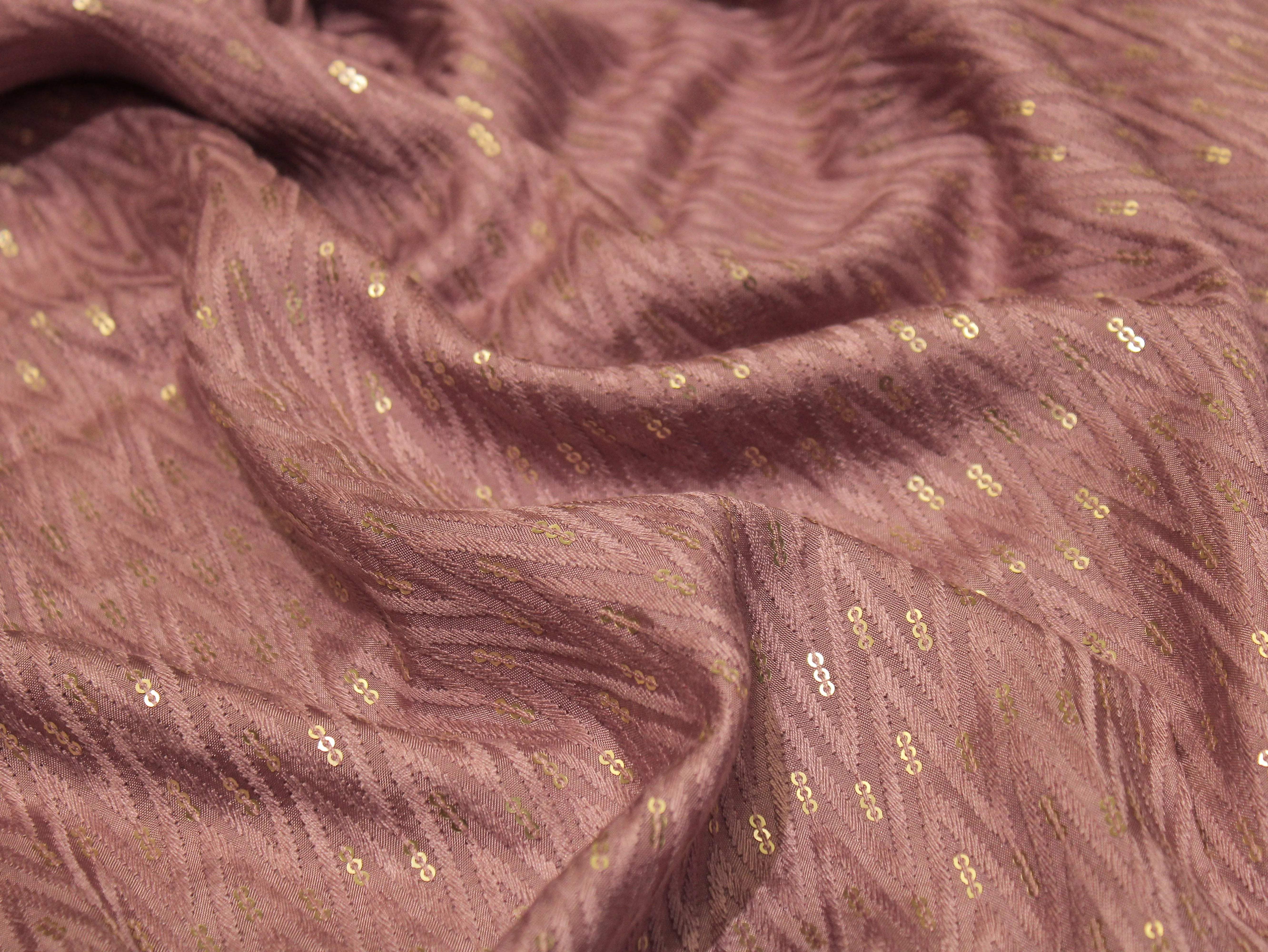 Upada Silk : Micro Thread & Sequin Work Fabric - Onion - M'Foks