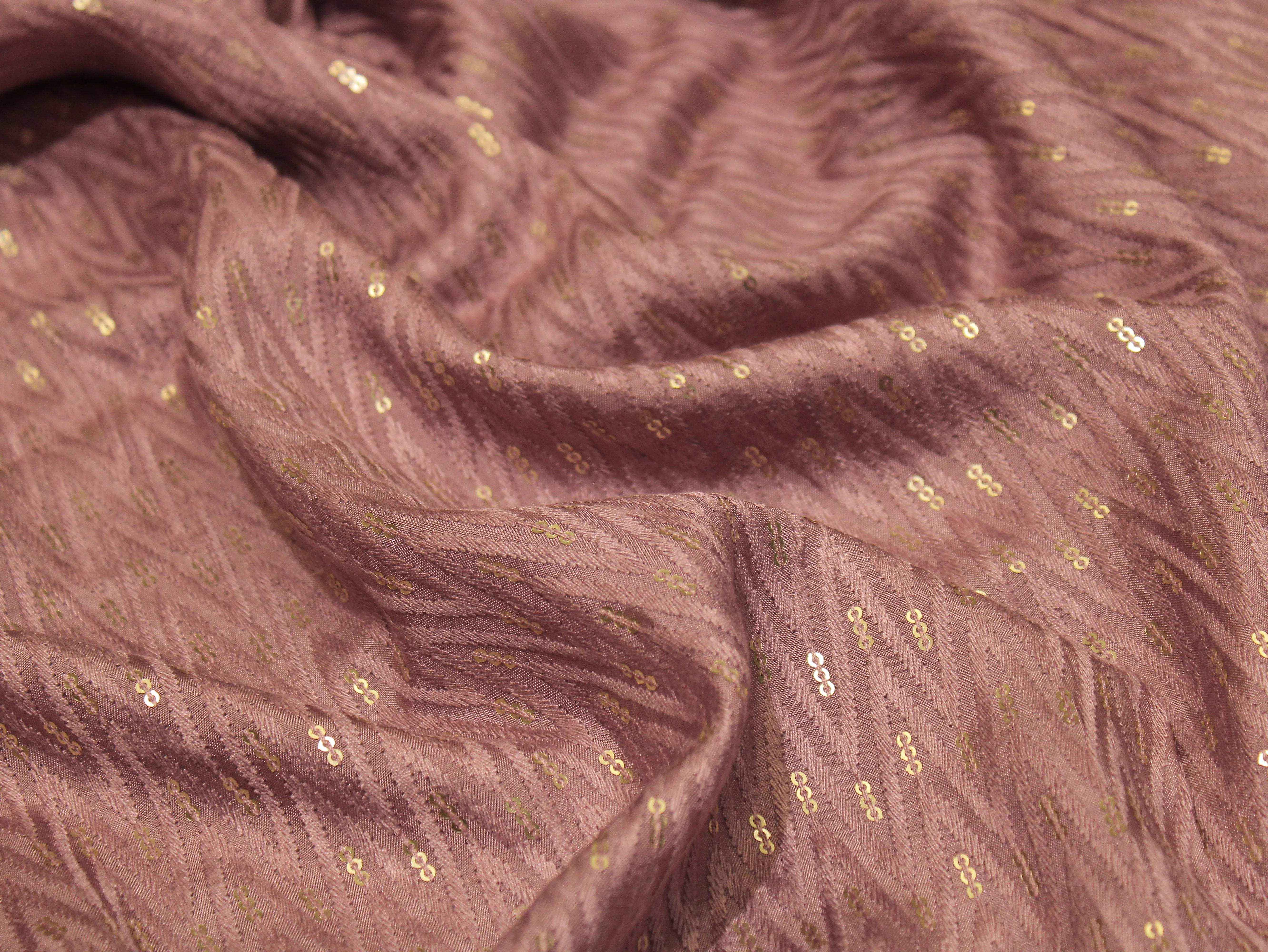 Upada Silk : Micro Thread & Sequin Work Fabric - Onion