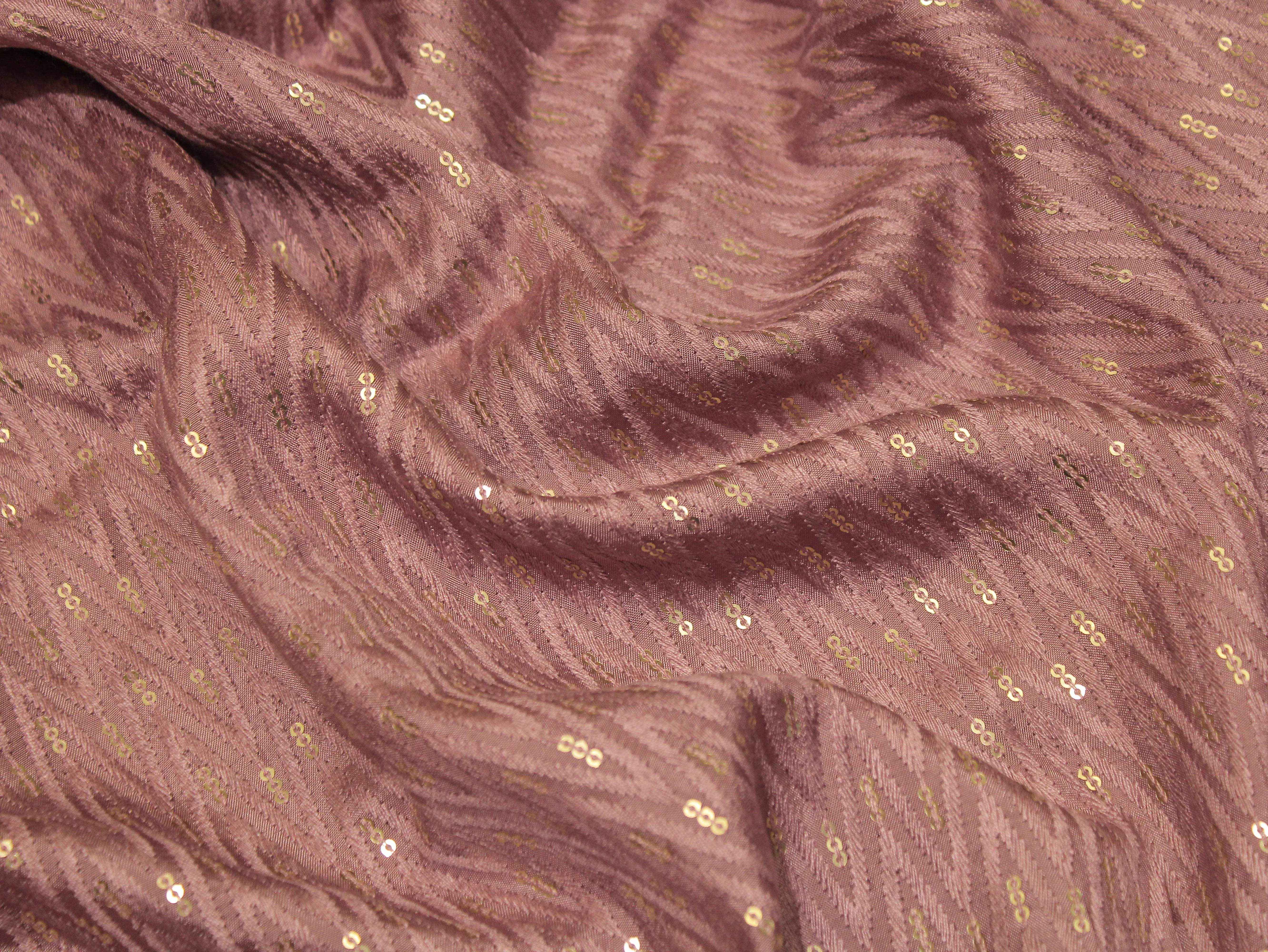 Upada Silk : Micro Thread & Sequin Work Fabric - Onion