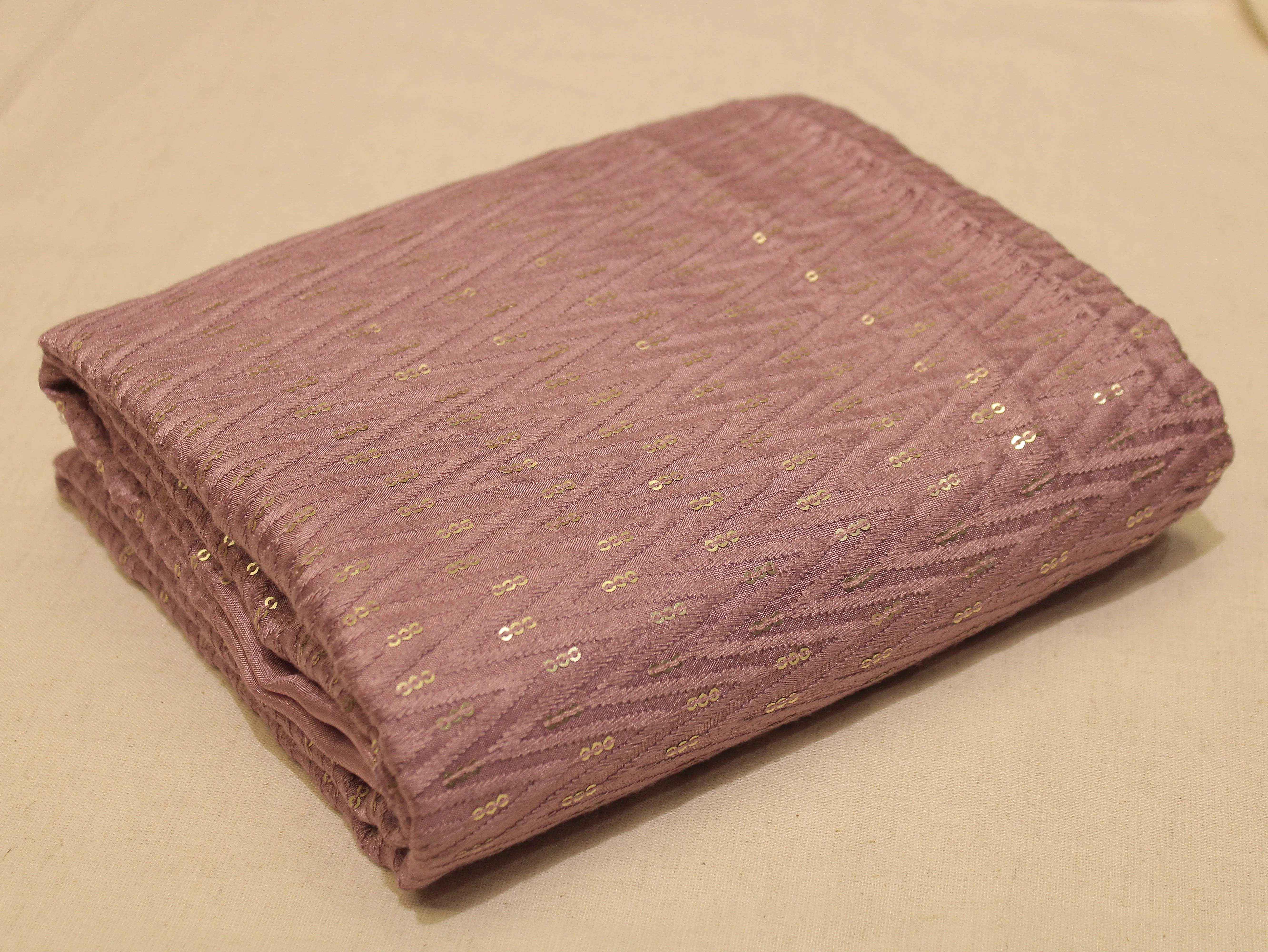 Upada Silk : Micro Thread & Sequin Work Fabric - Onion