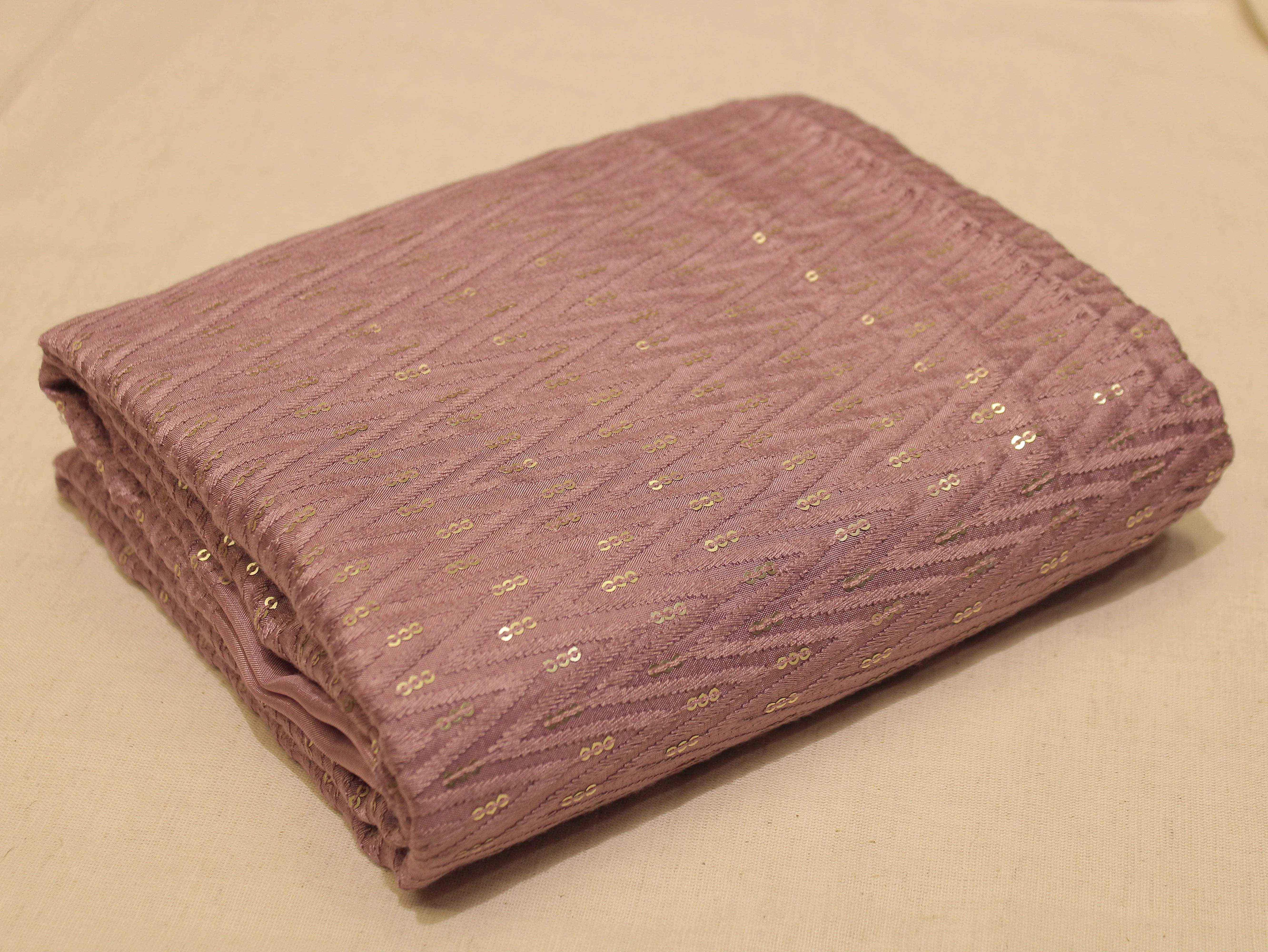 Upada Silk : Micro Thread & Sequin Work Fabric - Onion