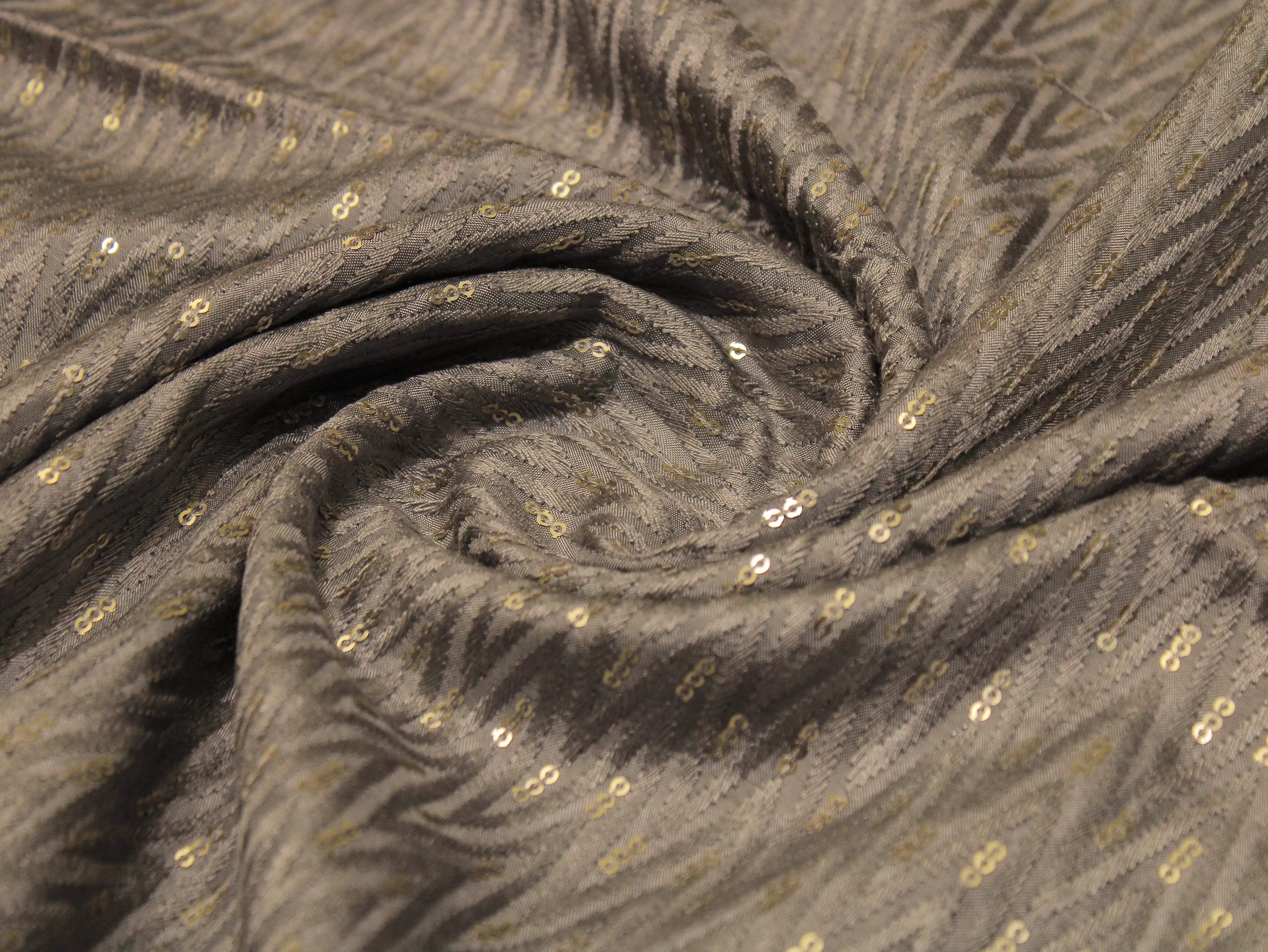 Upada Silk : Micro Thread & Sequin Work Fabric - Gray - M'Foks