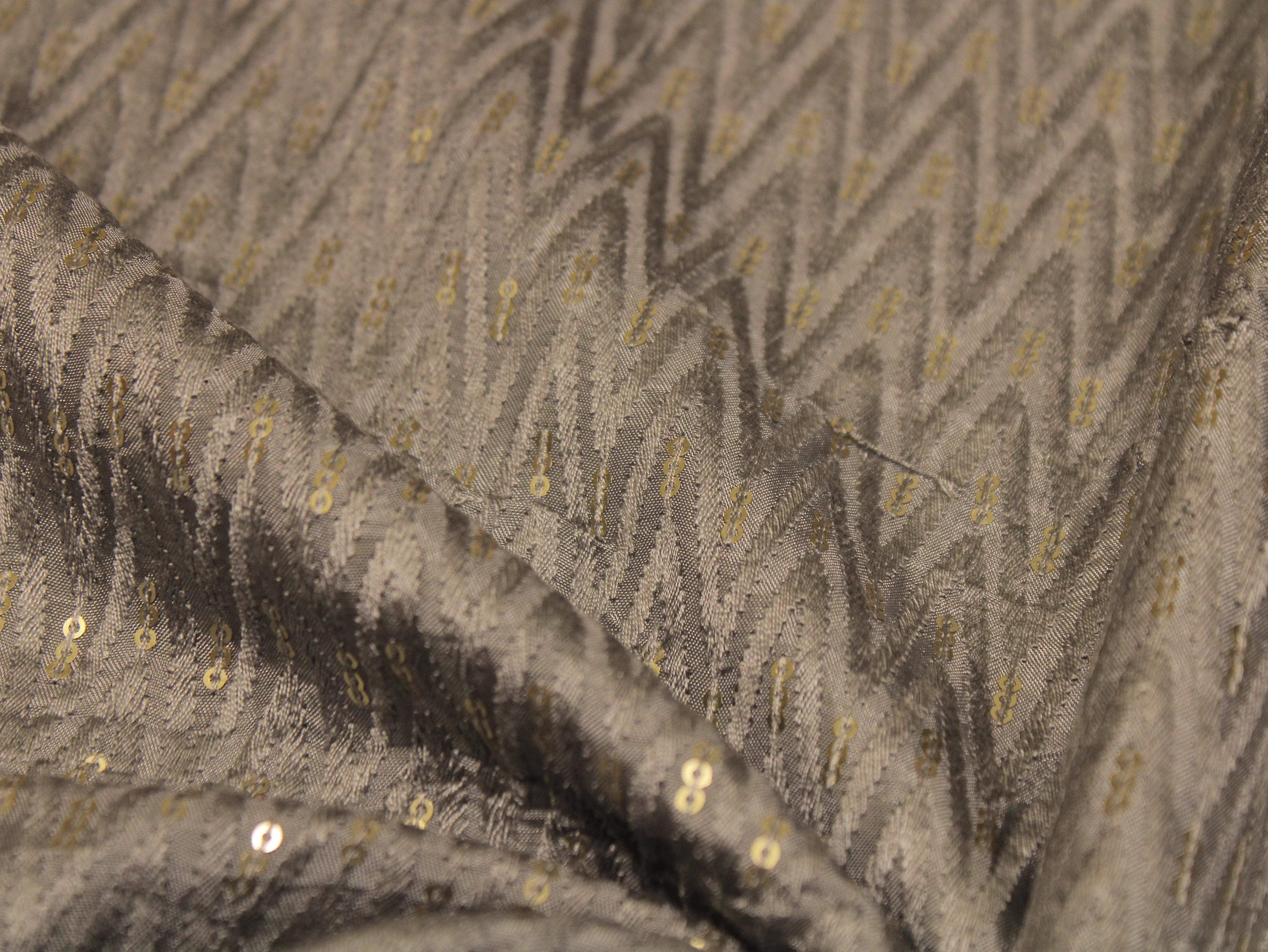 Upada Silk : Micro Thread & Sequin Work Fabric - Gray - M'Foks