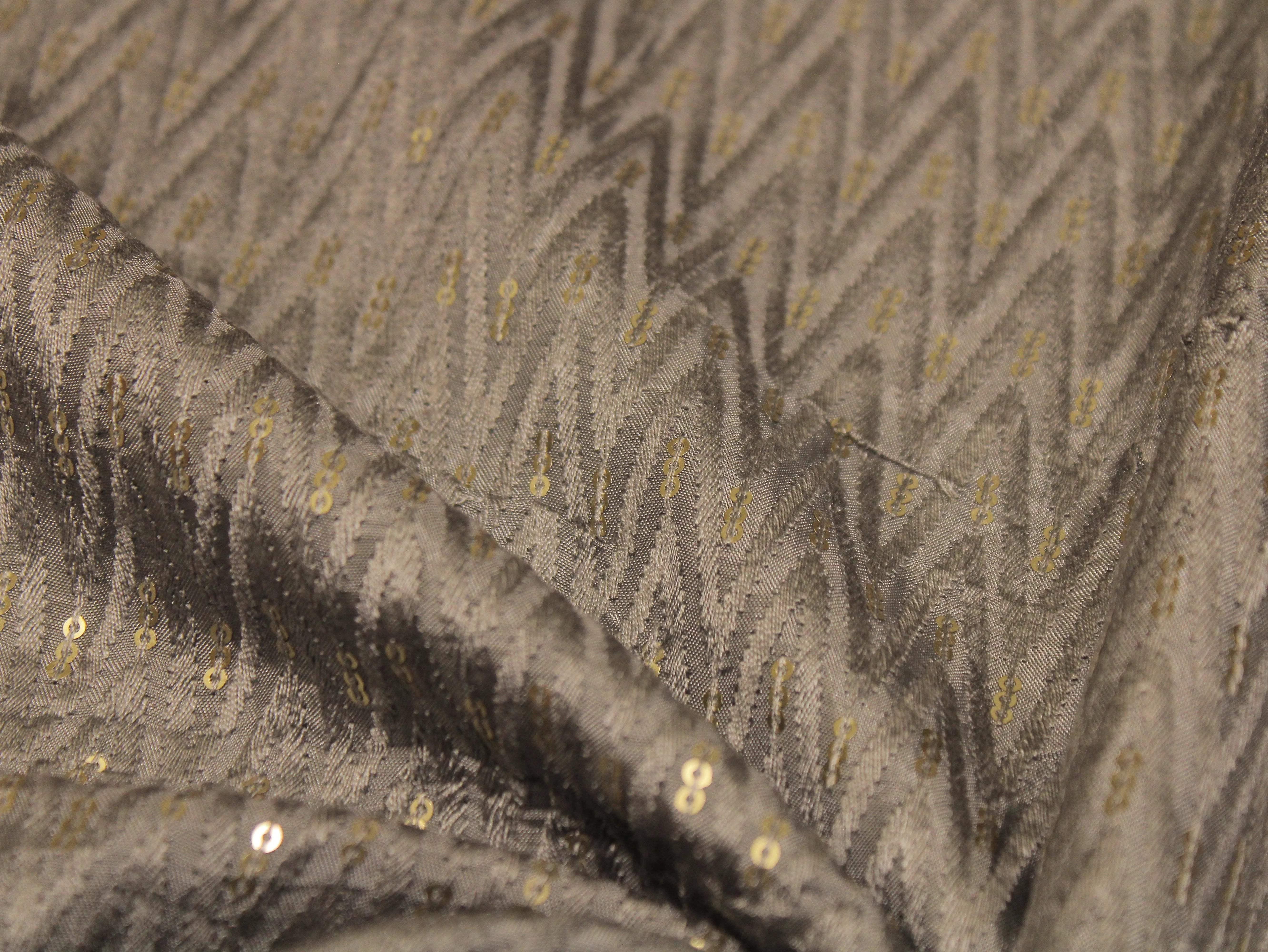 Upada Silk : Micro Thread & Sequin Work Fabric - Gray - M'Foks