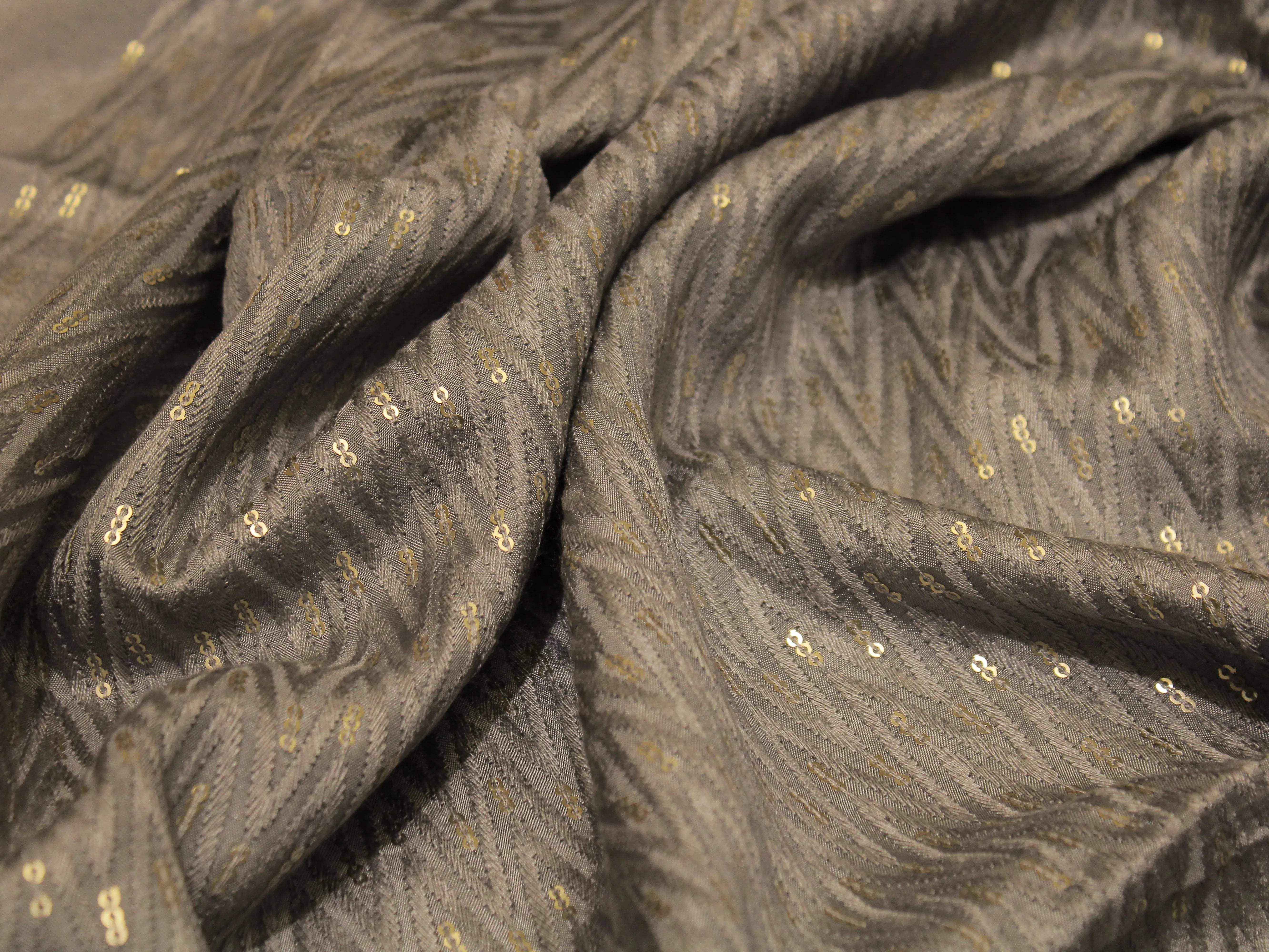 Upada Silk : Micro Thread & Sequin Work Fabric - Gray