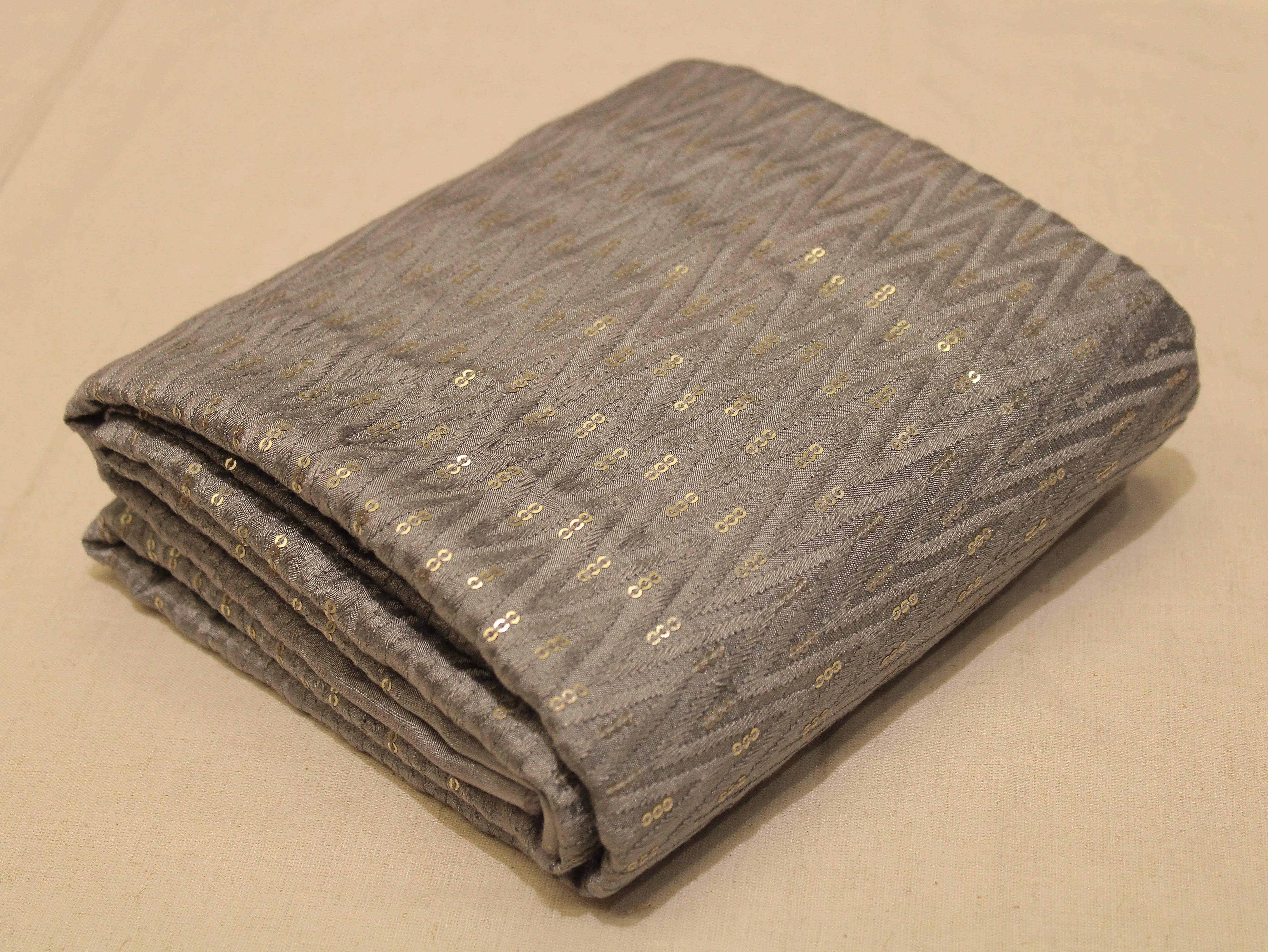 Upada Silk : Micro Thread & Sequin Work Fabric - Gray - M'Foks
