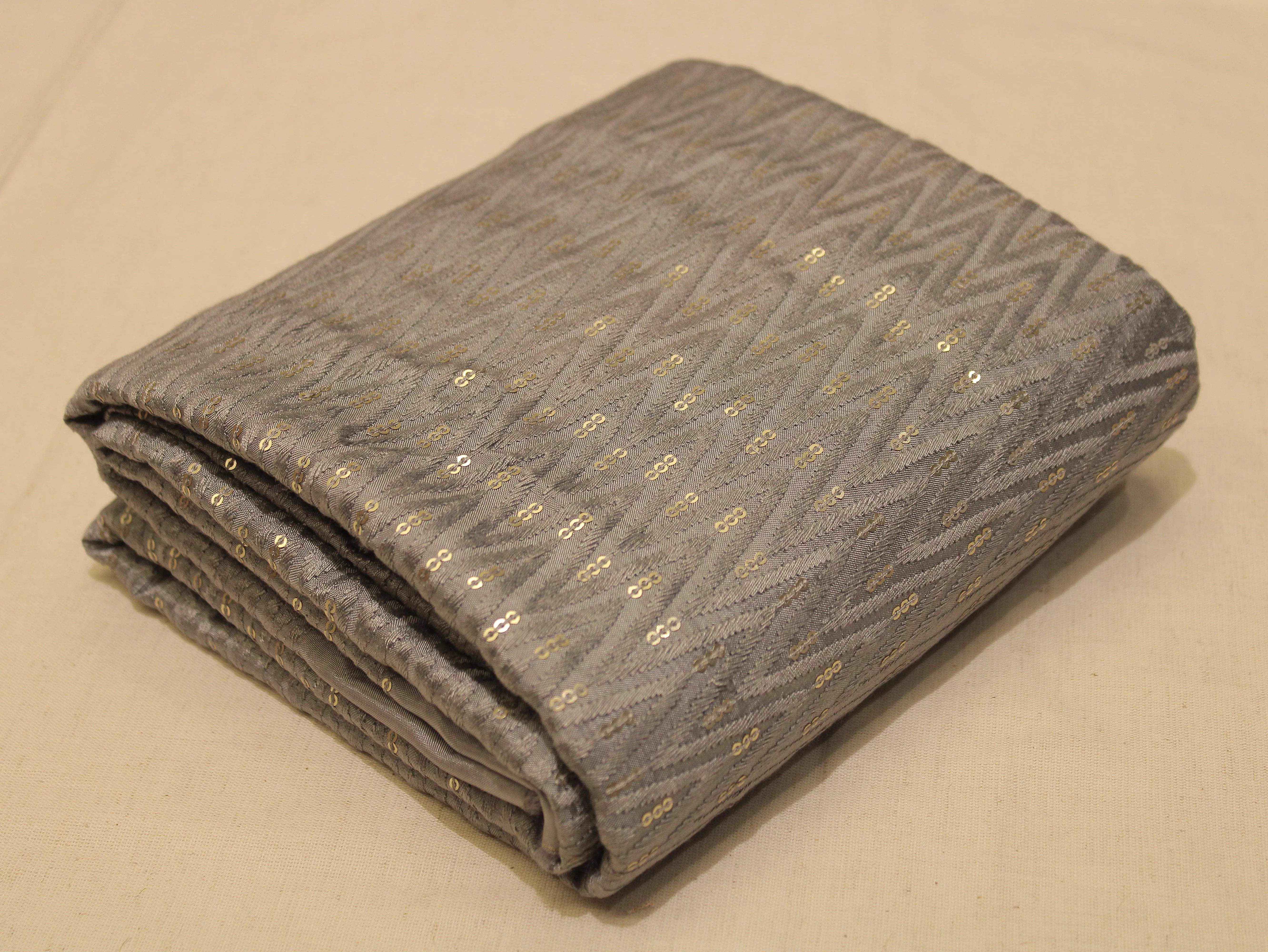 Upada Silk : Micro Thread & Sequin Work Fabric - Gray