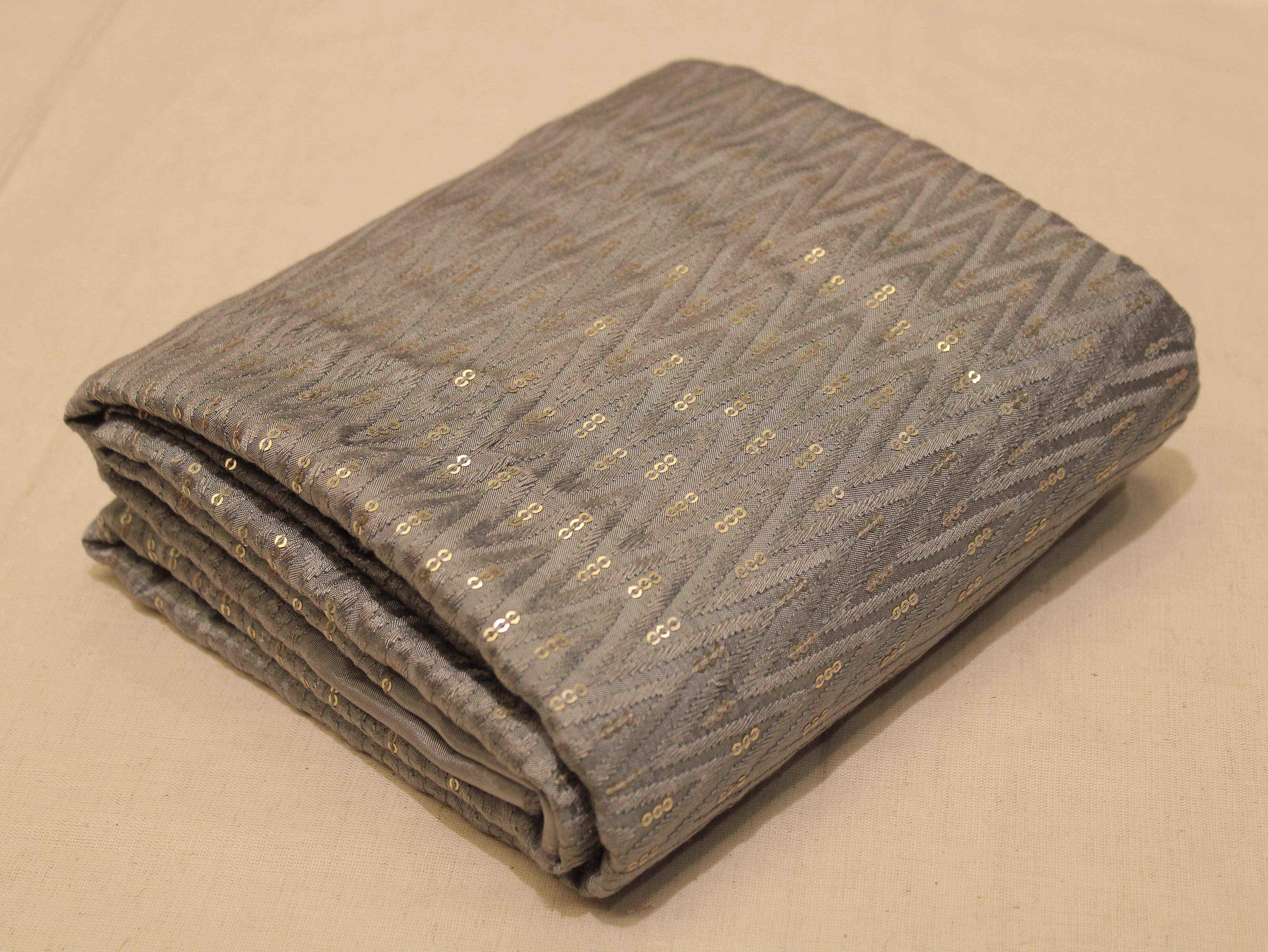 Upada Silk : Micro Thread & Sequin Work Fabric - Gray