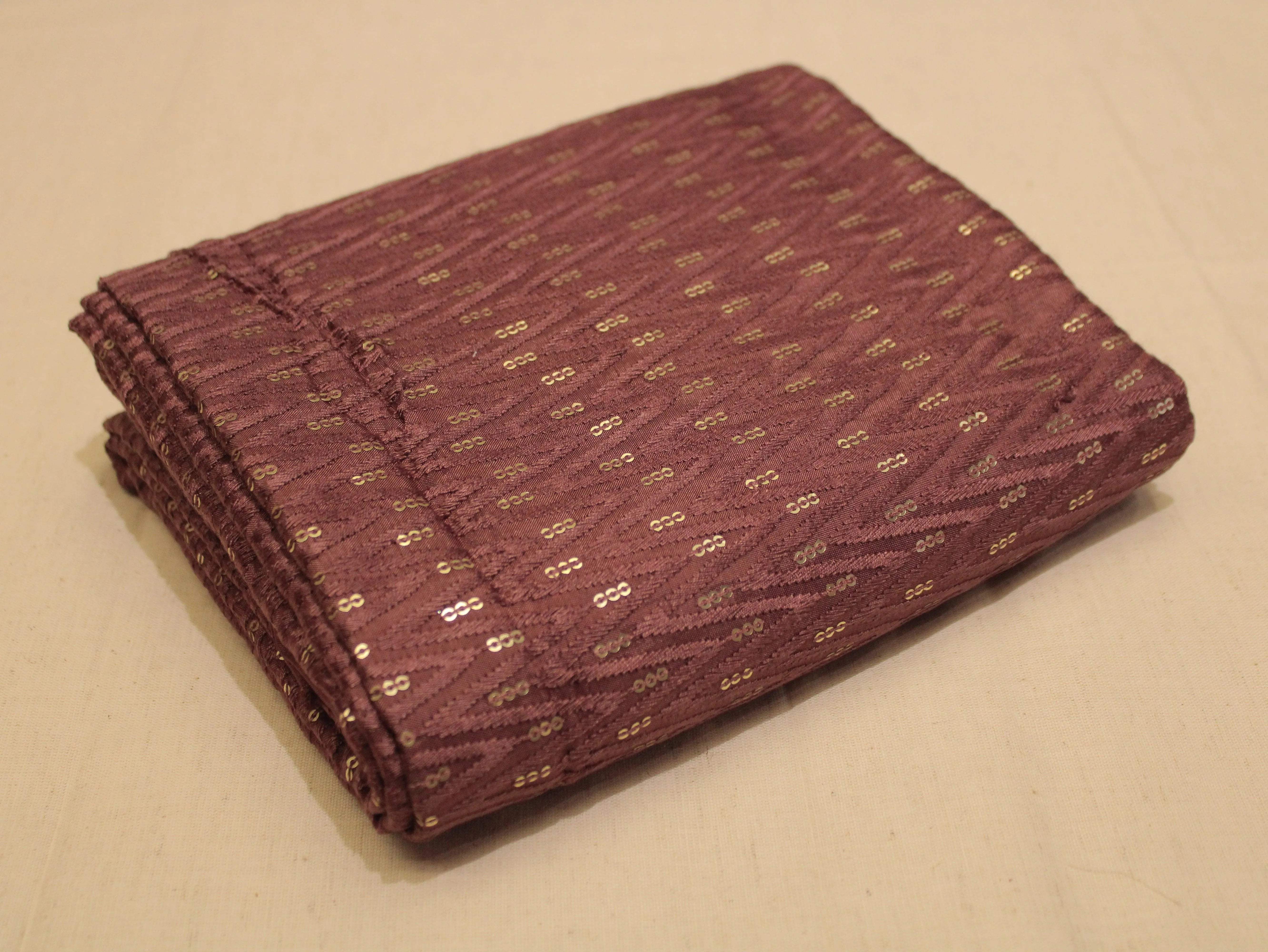Upada Silk : Micro Thread & Sequin Work Fabric - Rusty Brown - M'Foks