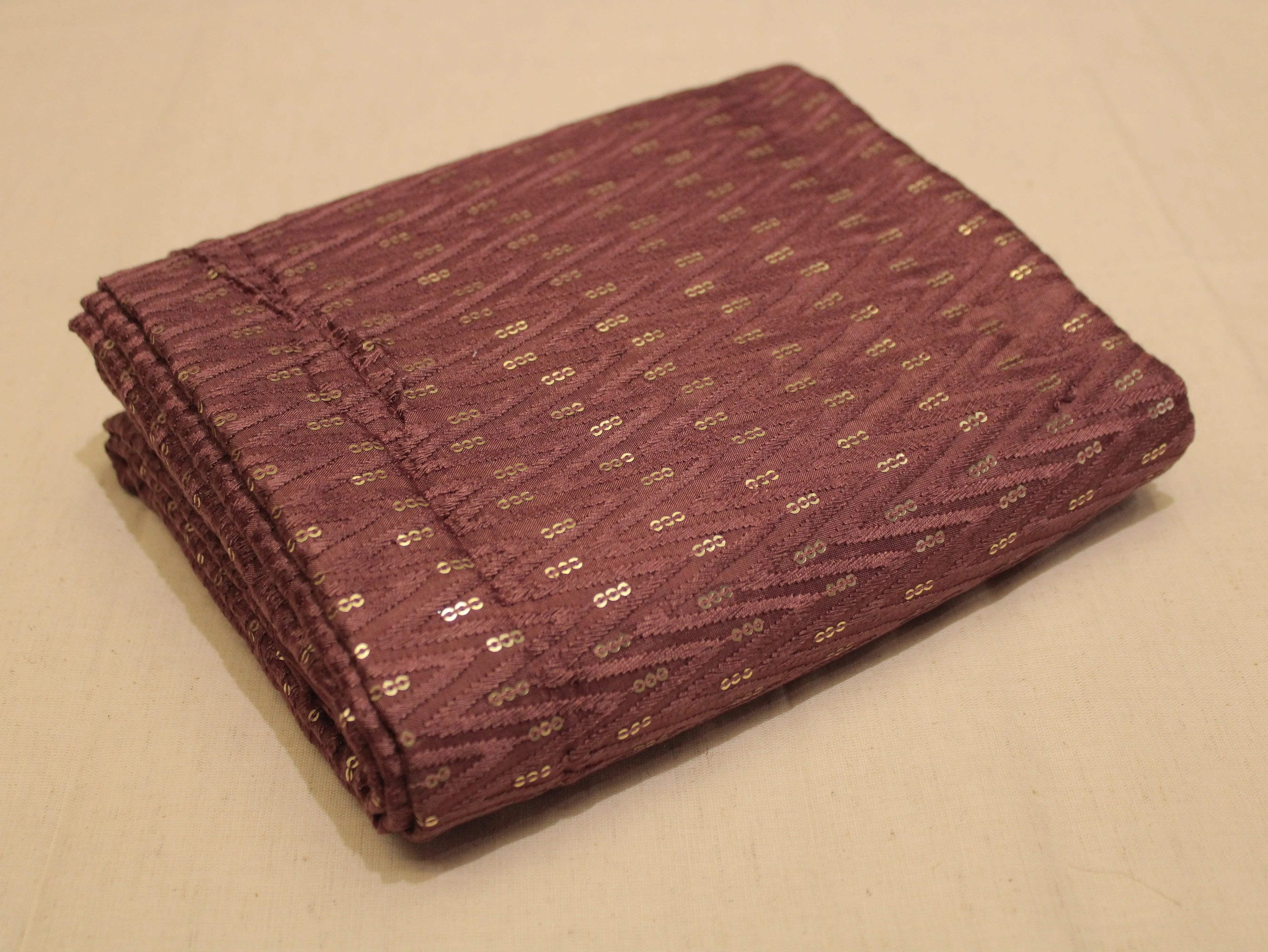 Upada Silk : Micro Thread & Sequin Work Fabric - Rusty Brown - M'Foks