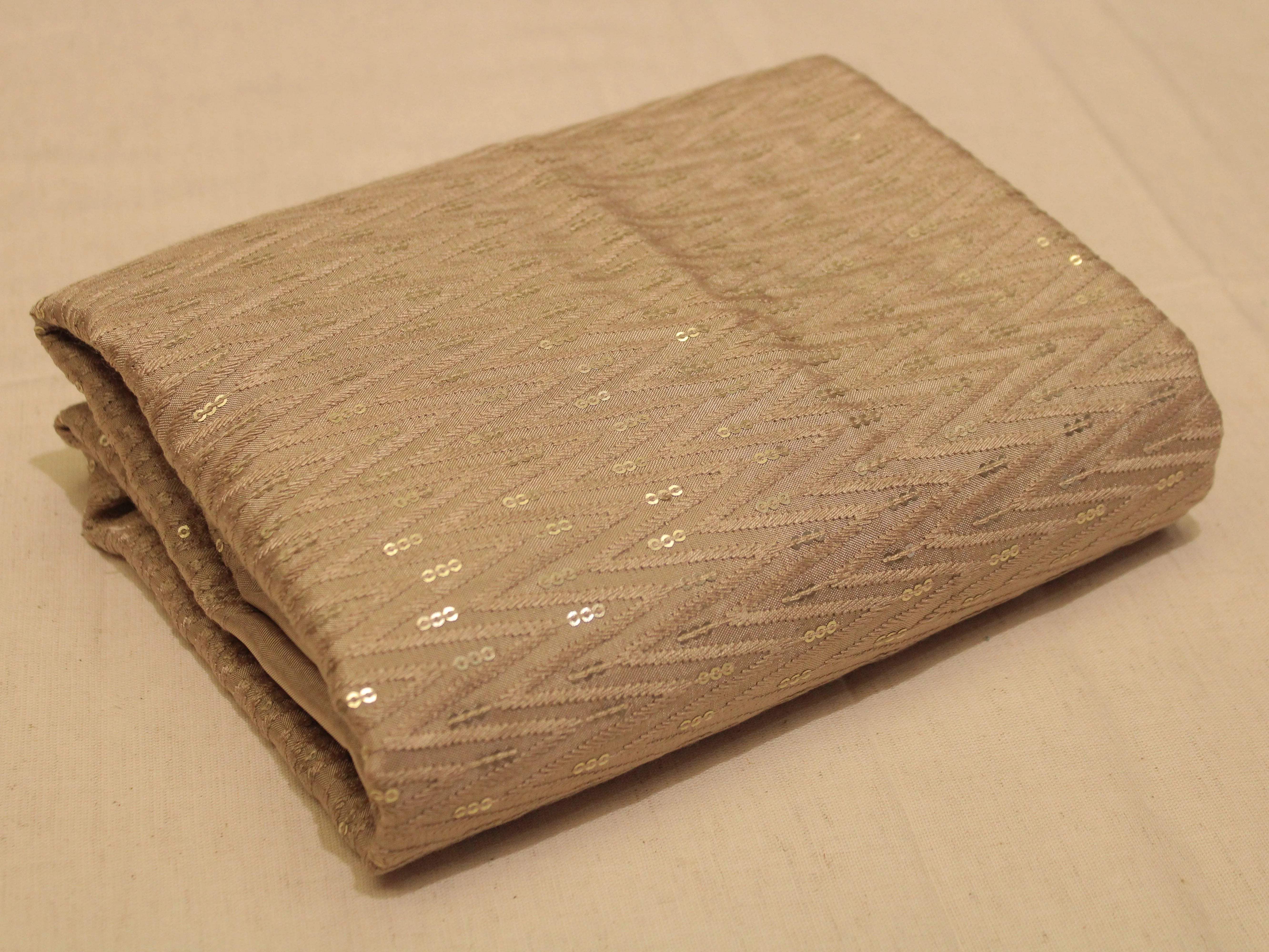 Upada Silk : Micro Thread & Sequin Work Fabric - Beige - M'Foks