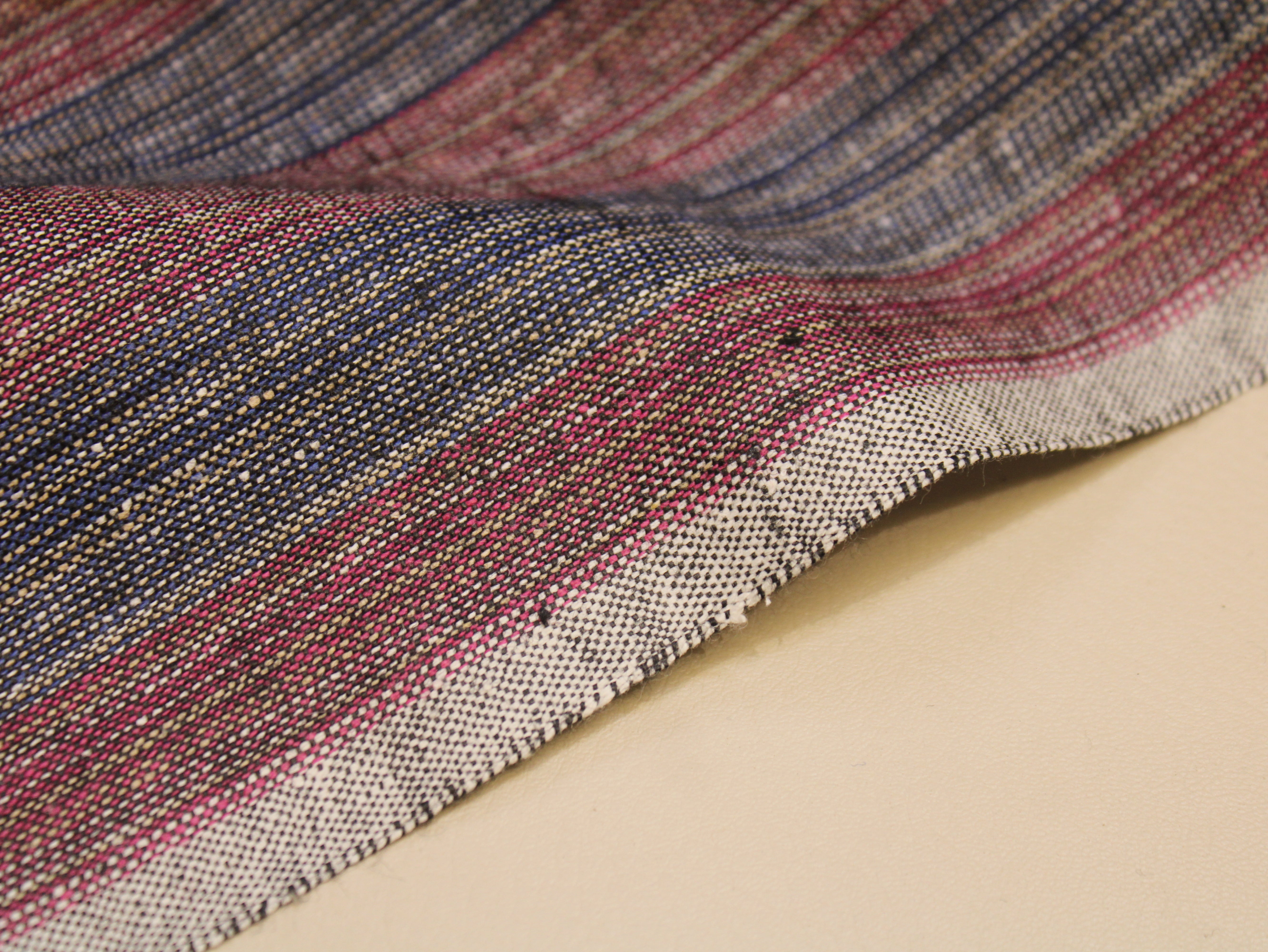 Pure Cotton Handloom Woven Fabric — Muted Indigo Blue | Stripe | 44 Inch
