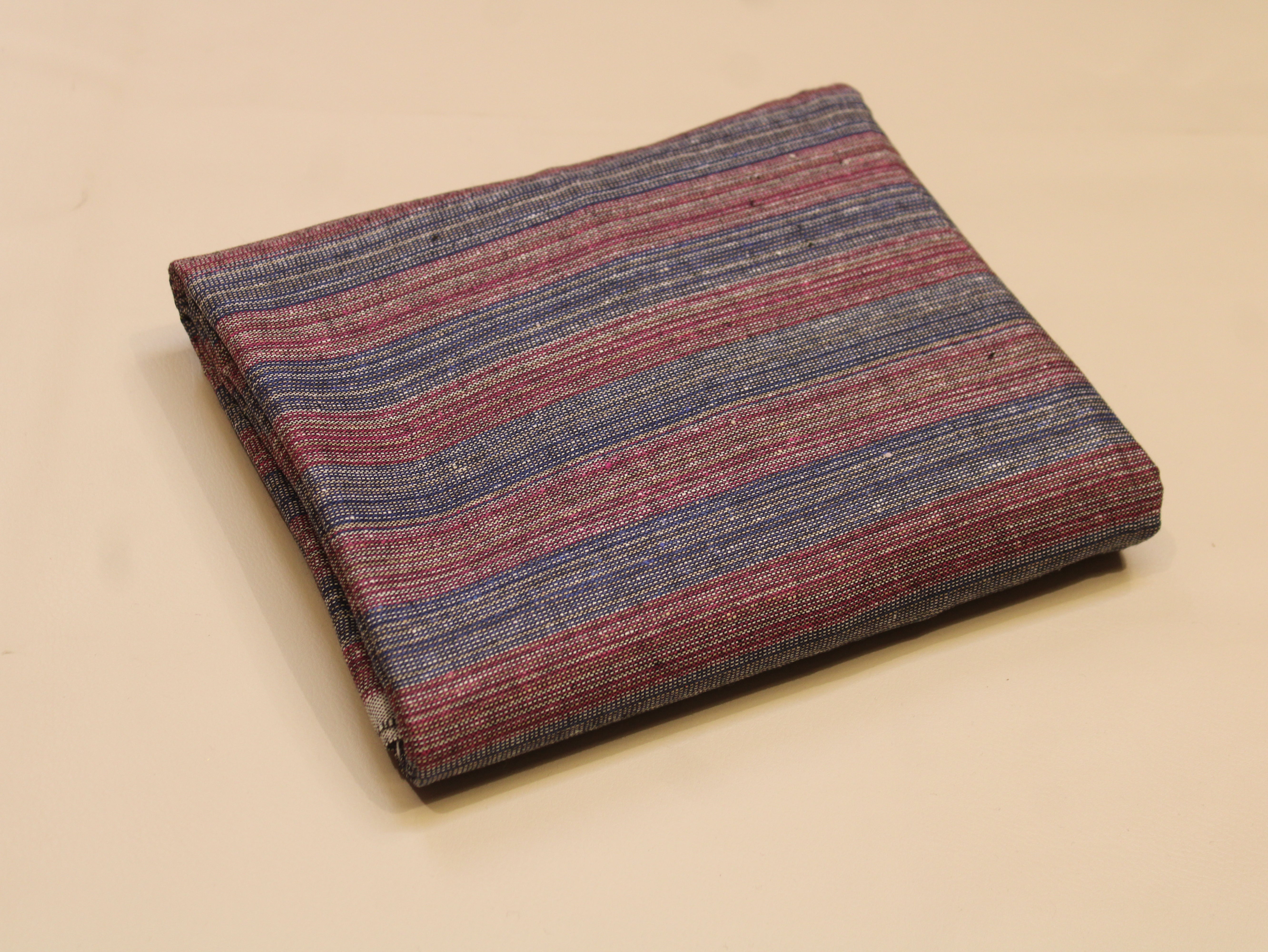 Pure Cotton Handloom Woven Fabric — Muted Indigo Blue | Stripe | 44 Inch