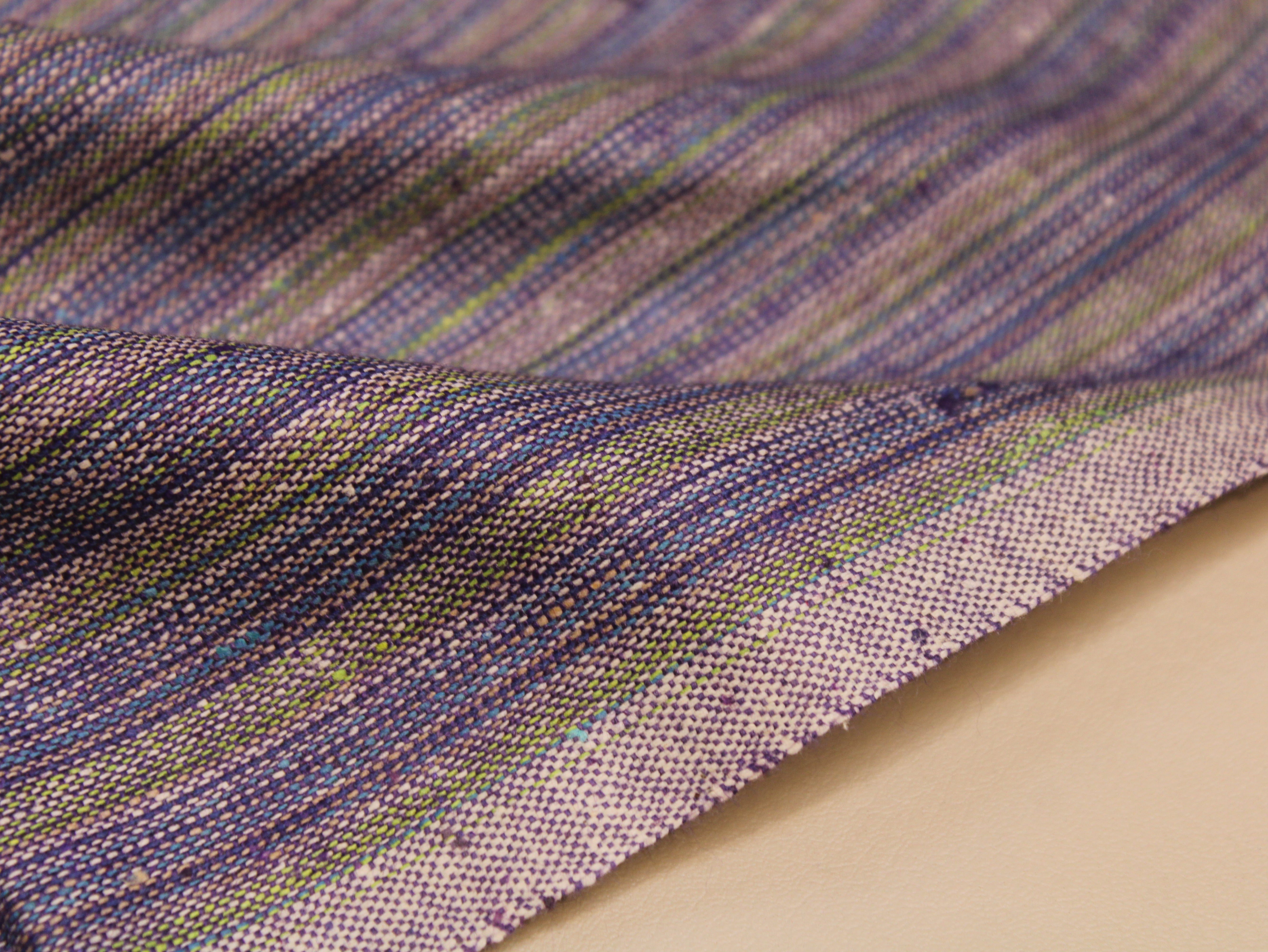 Pure Cotton Handloom Woven Fabric — Dusty Violet | Stripe | 44 Inch