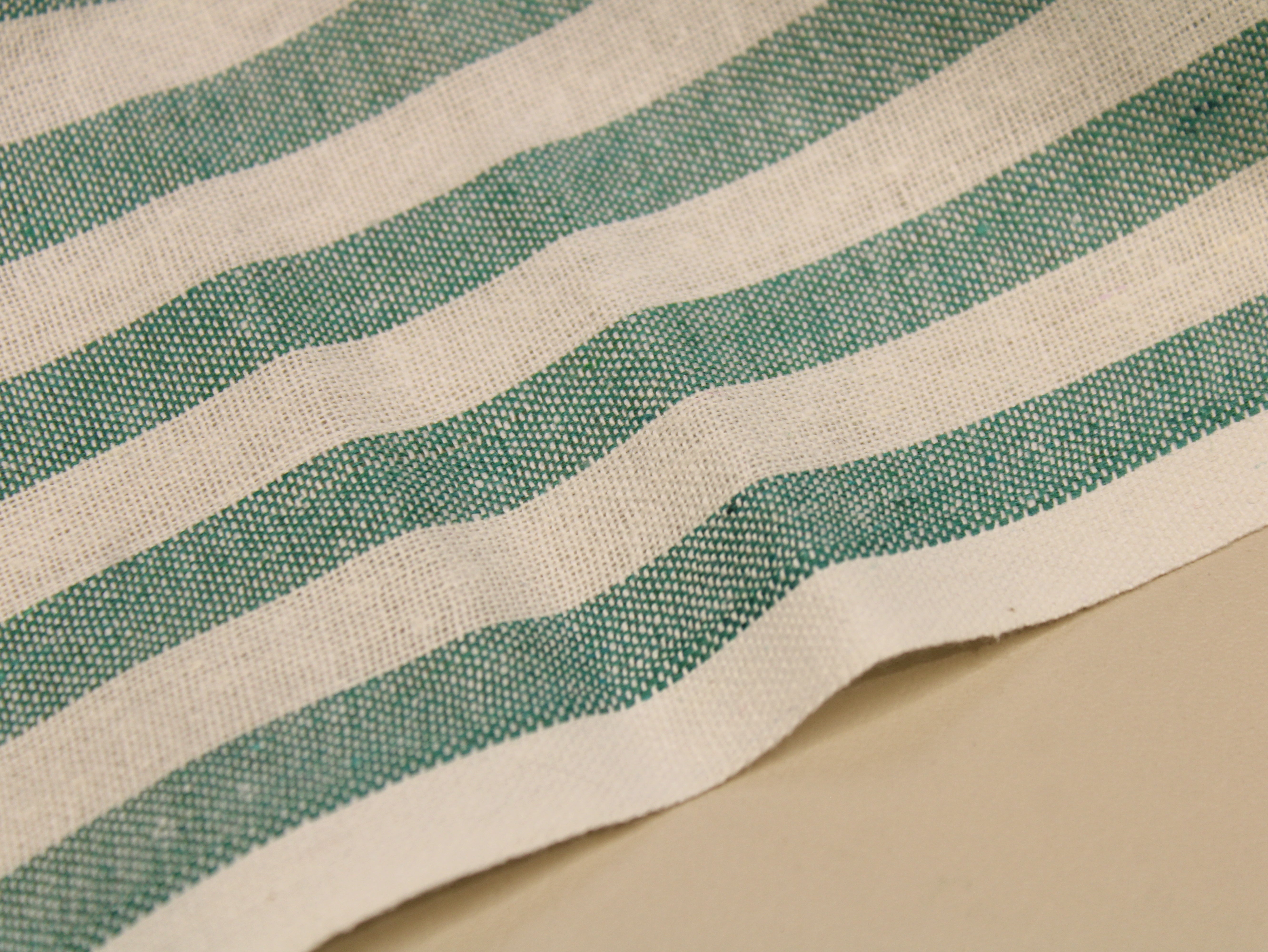 Pure Cotton Handloom Woven Fabric — Sea Green | Stripe | 44 Inch