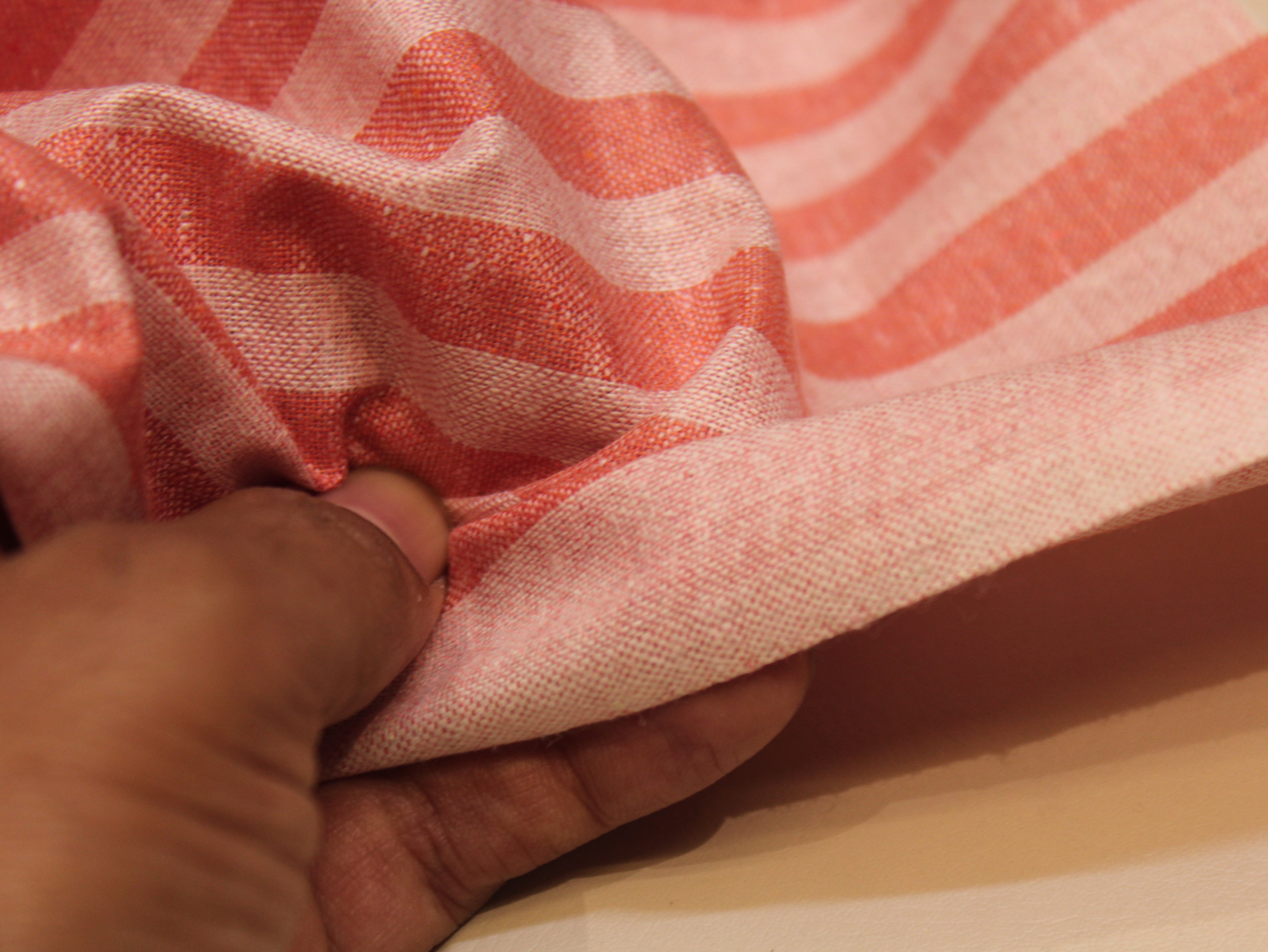 Pure Cotton Handloom Woven Fabric — Peach | Stripe | 44 Inch