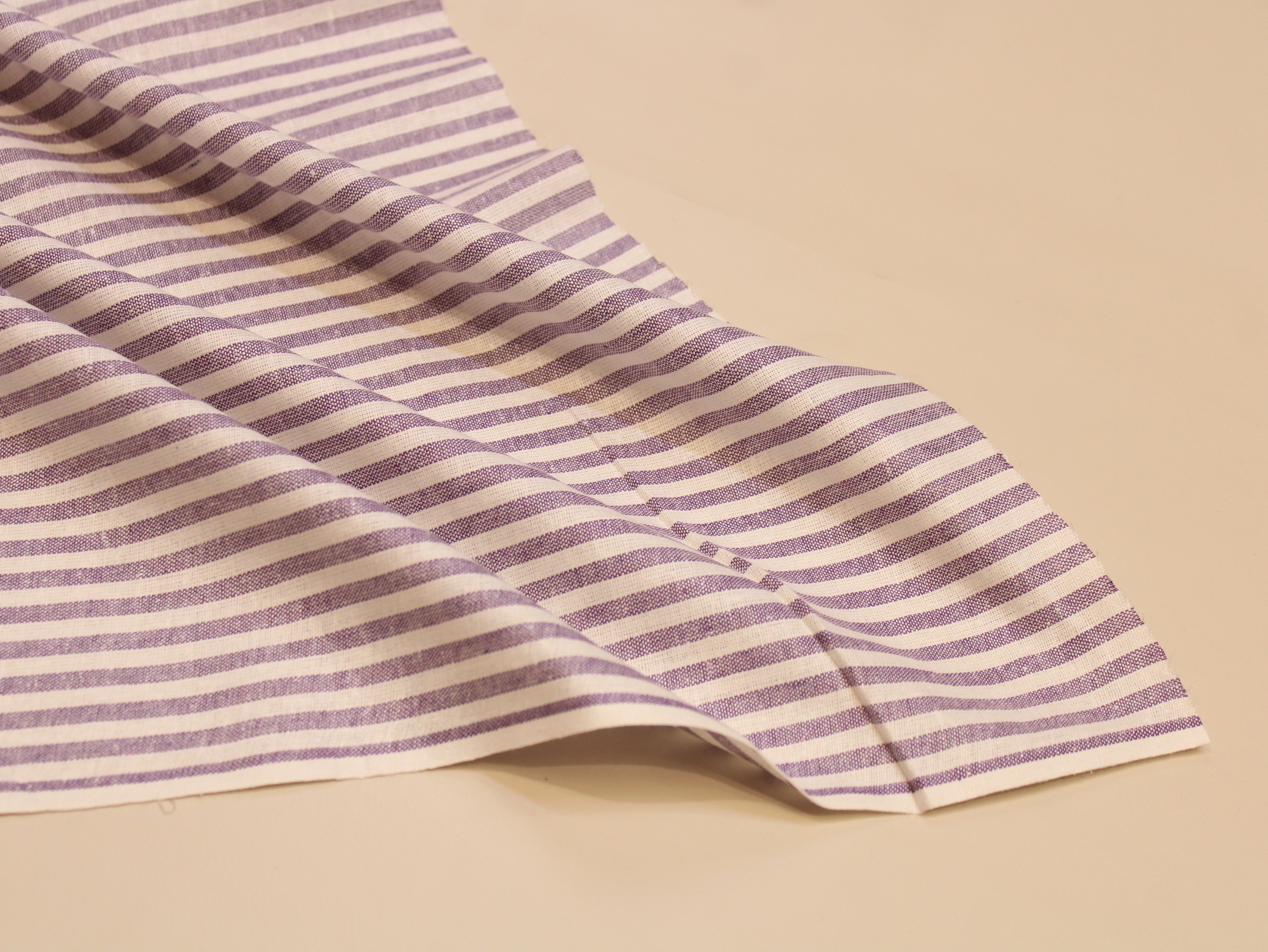 Pure Cotton Handloom Woven Fabric — Light Purple | Stripe | 44 Inch