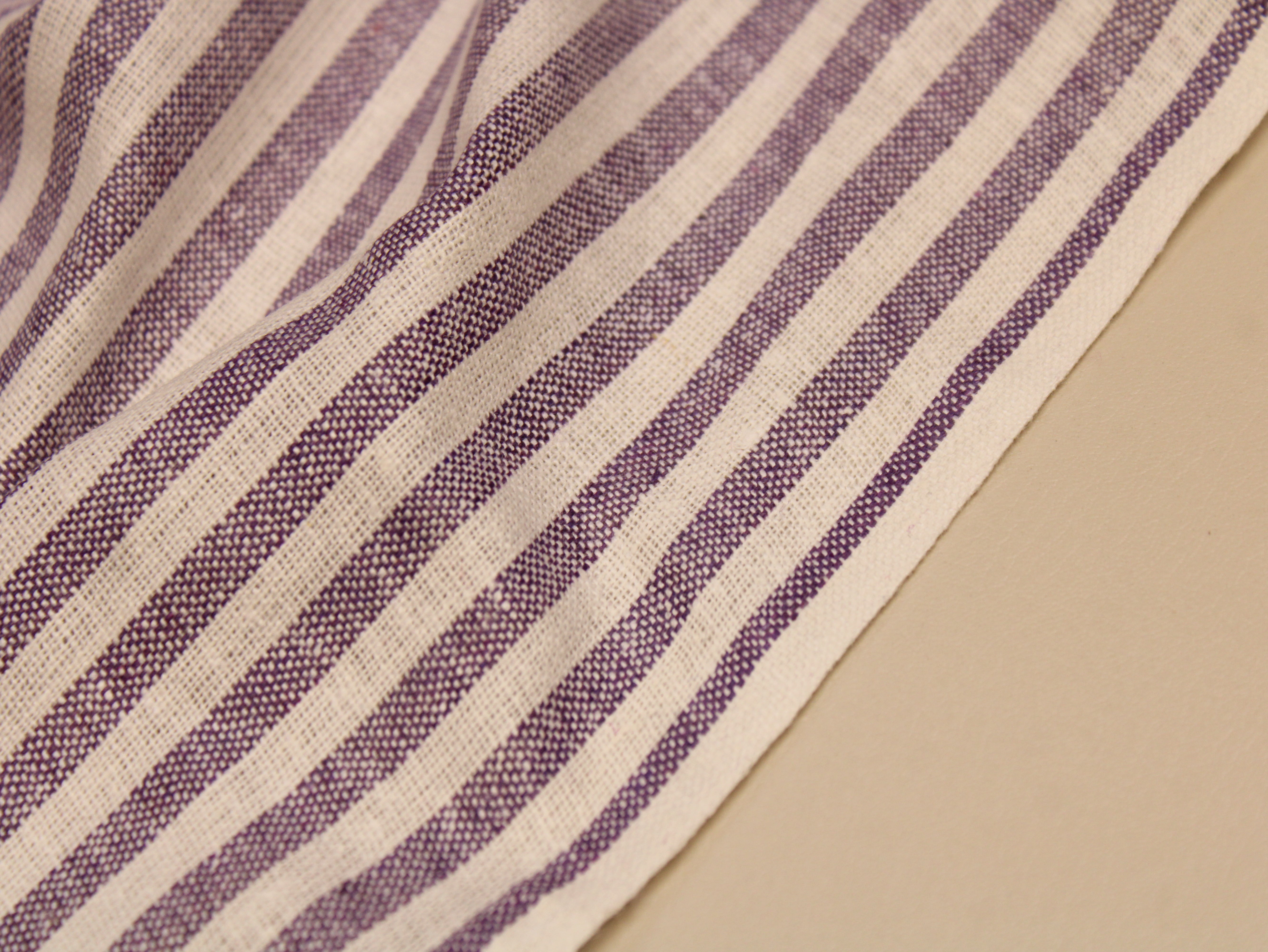 Pure Cotton Handloom Woven Fabric — Light Purple | Stripe | 44 Inch