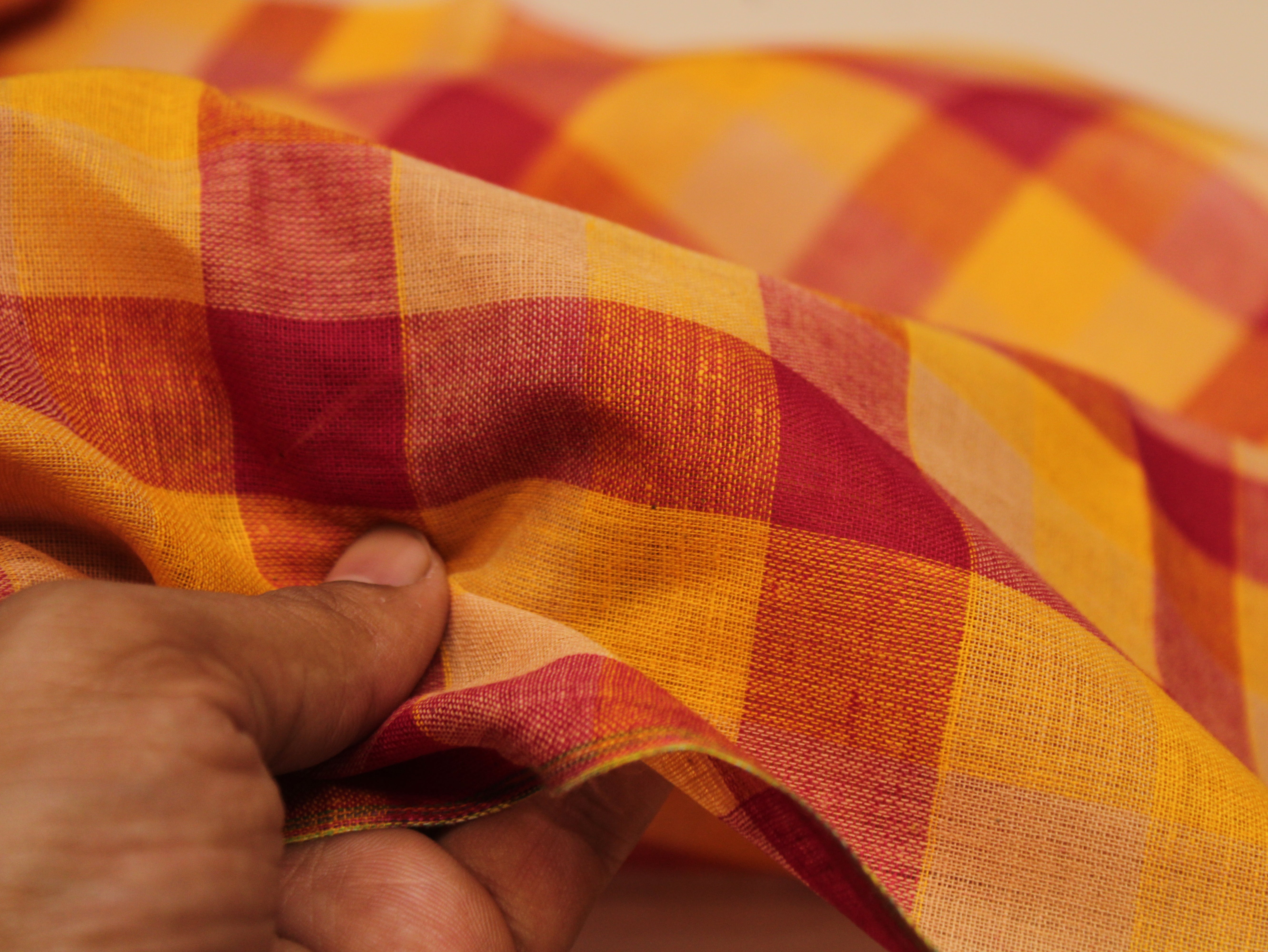 Pure Cotton Handloom Multi Checked Fabric 44 Inch | Mfoks