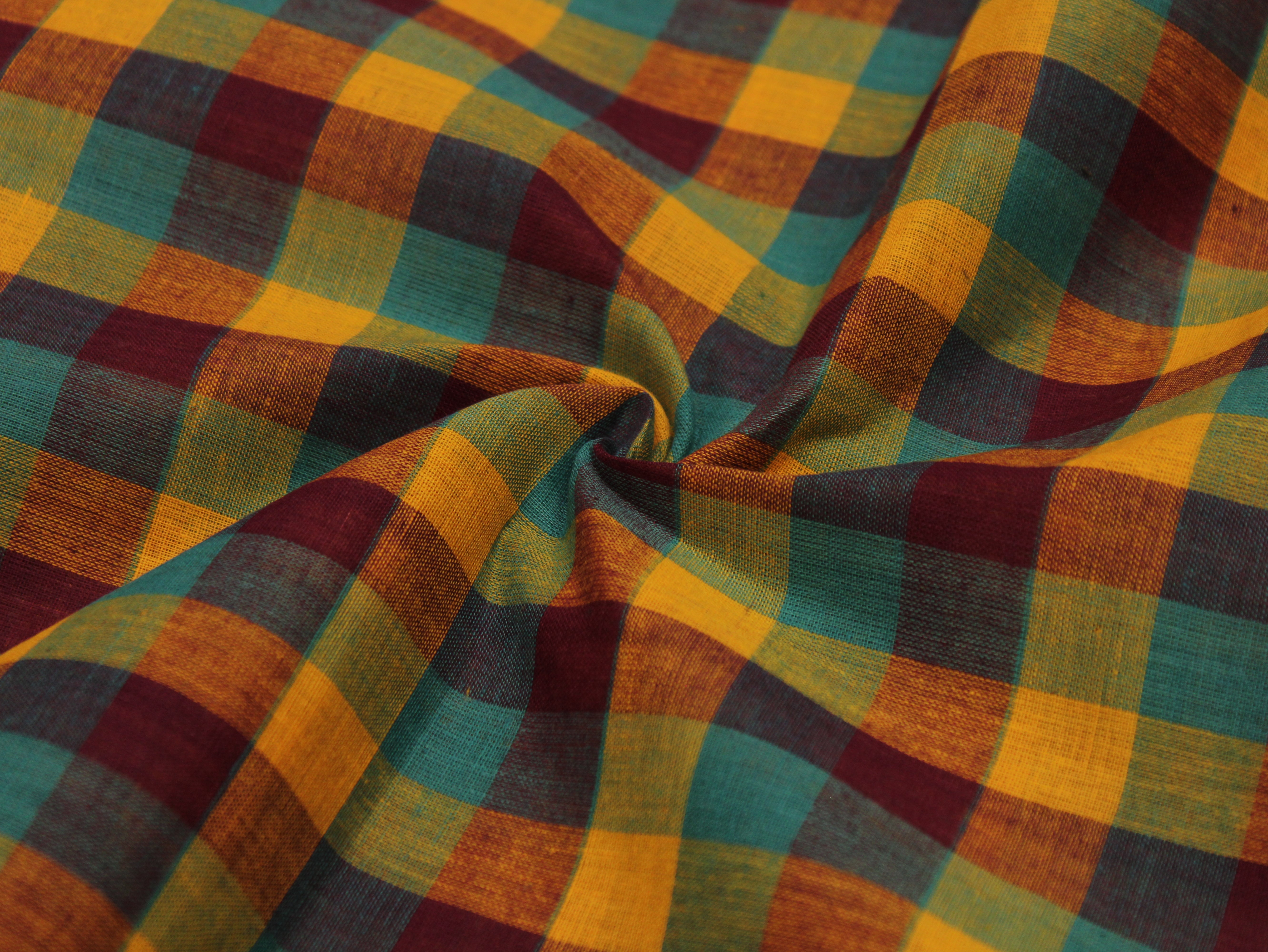 Pure Cotton Handloom Multi Checked Fabric 44 Inch | Mfoks