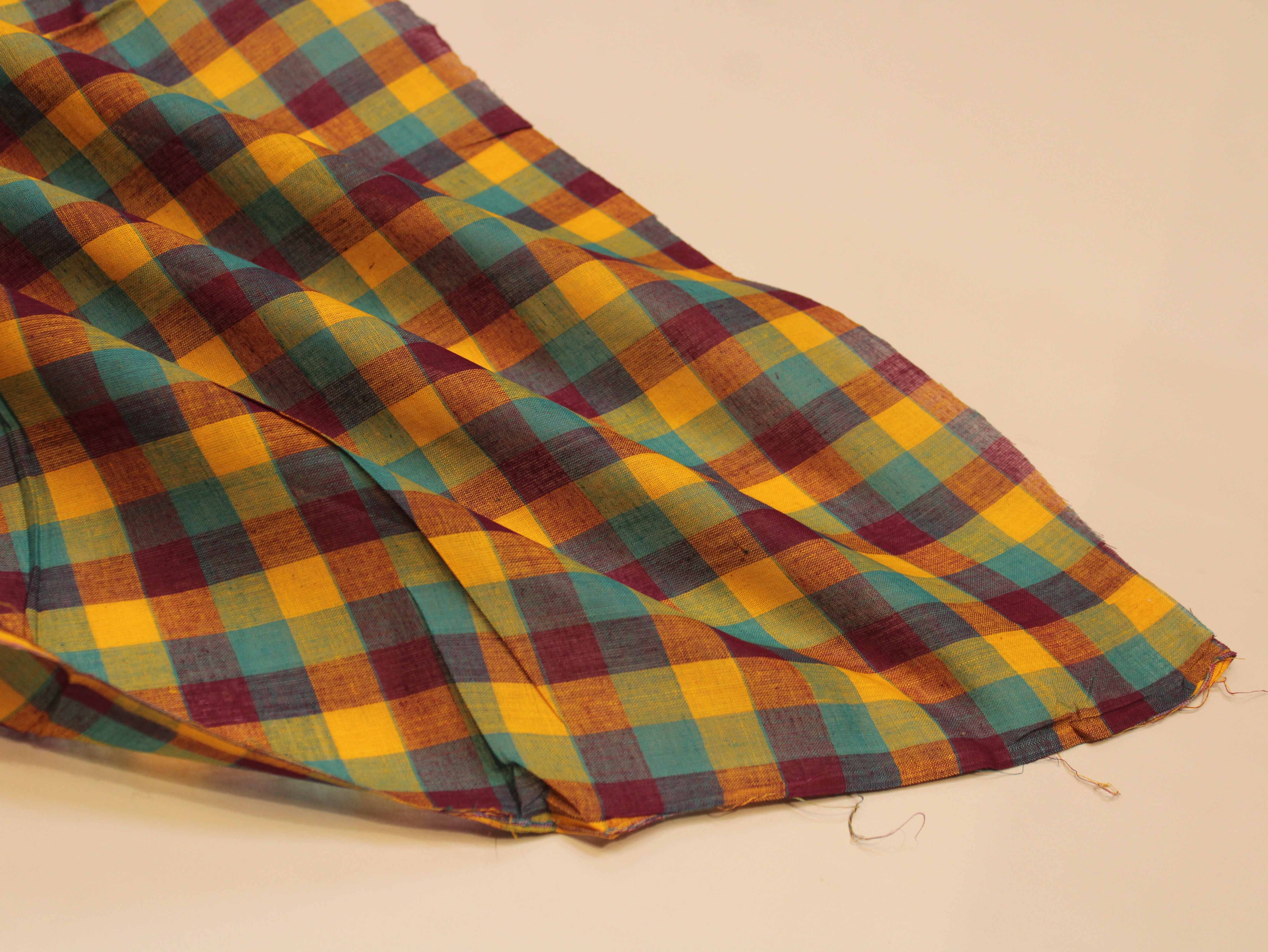 Pure Cotton Handloom Multi Checked Fabric 44 Inch | Mfoks